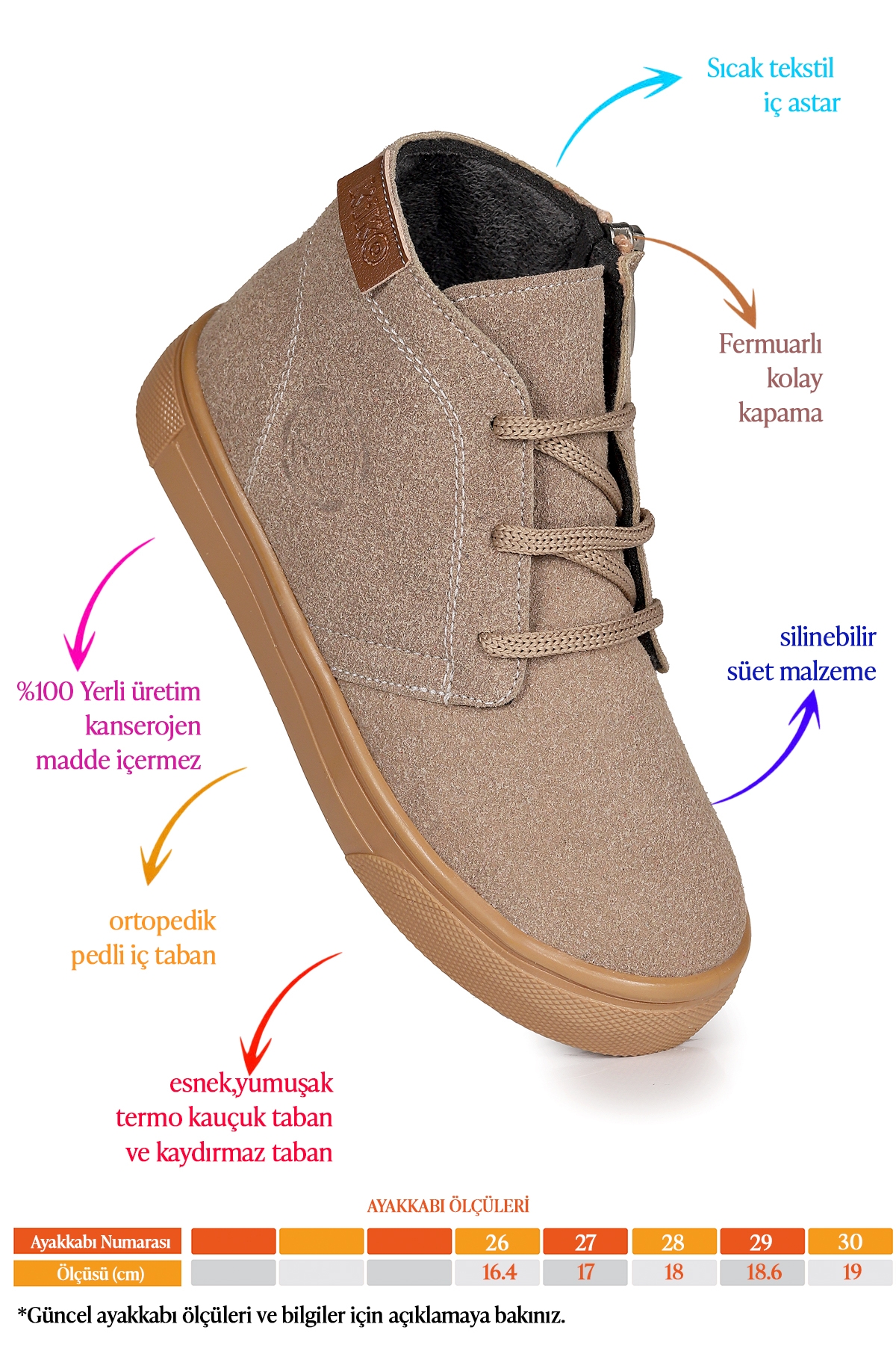 Homer Fermuarlı Erkek Çocuk Günlük Bot Ayakkabı Kum - Görsel 3