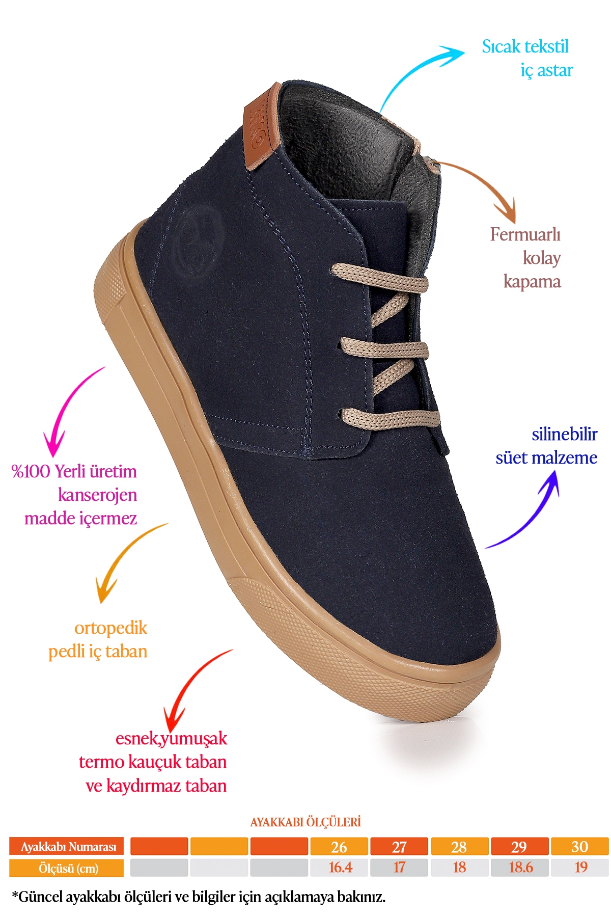 Homer Fermuarlı Erkek Çocuk Günlük Bot Ayakkabı Lacivert - Görsel 3