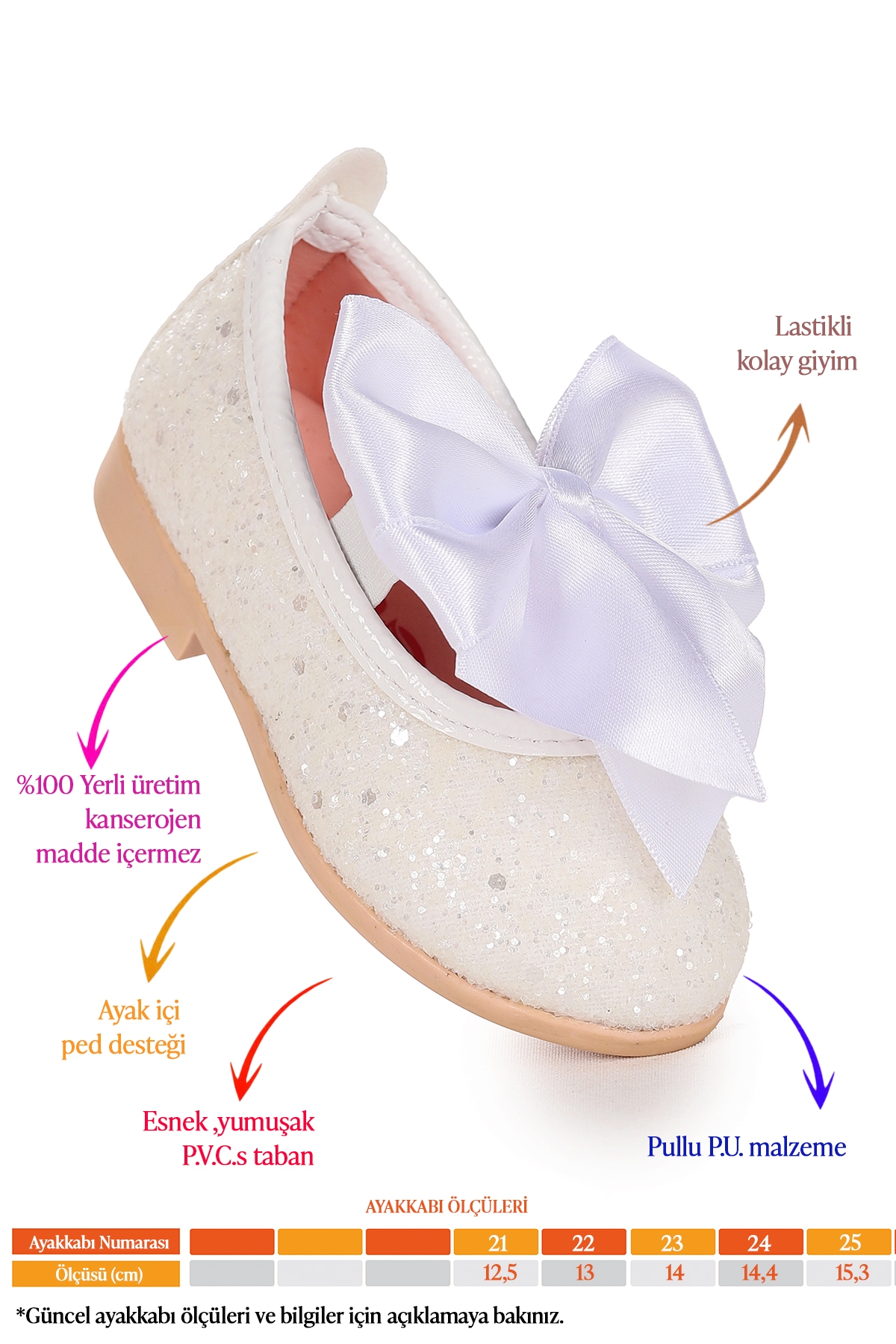 Kiko Kids Kiko Kids Tari Fiyonk Lastikli Kız Bebek Babet Ayakkabı Beyaz | Flo Beyaz - 3. görsel