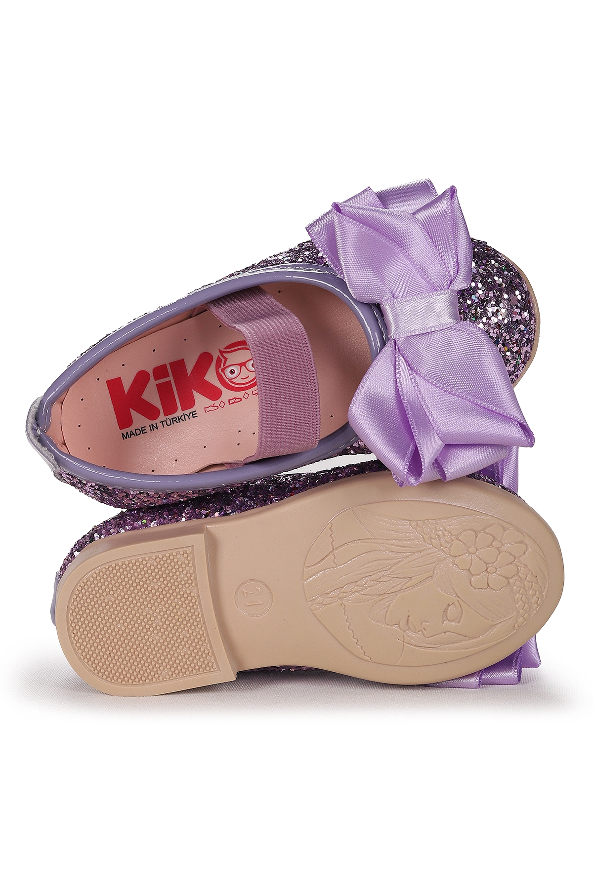 Panı Cam Kırığı Fiyonk Lastikli Kız Bebek Babet Ayakkabı Lila - Görsel 6