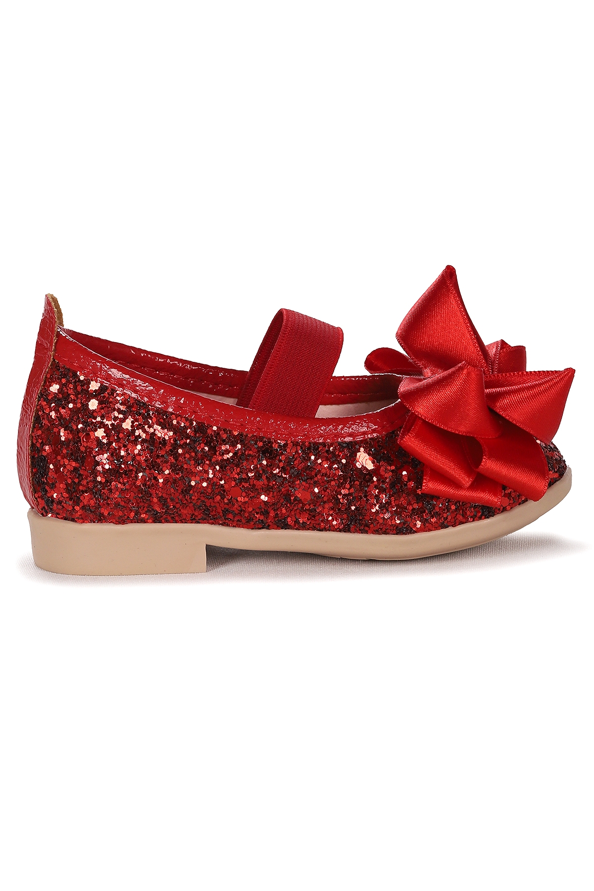 Panı Cam Kırığı Fiyonk Lastikli Kız Bebek Babet Ayakkabı Kırmızı - Görsel 2