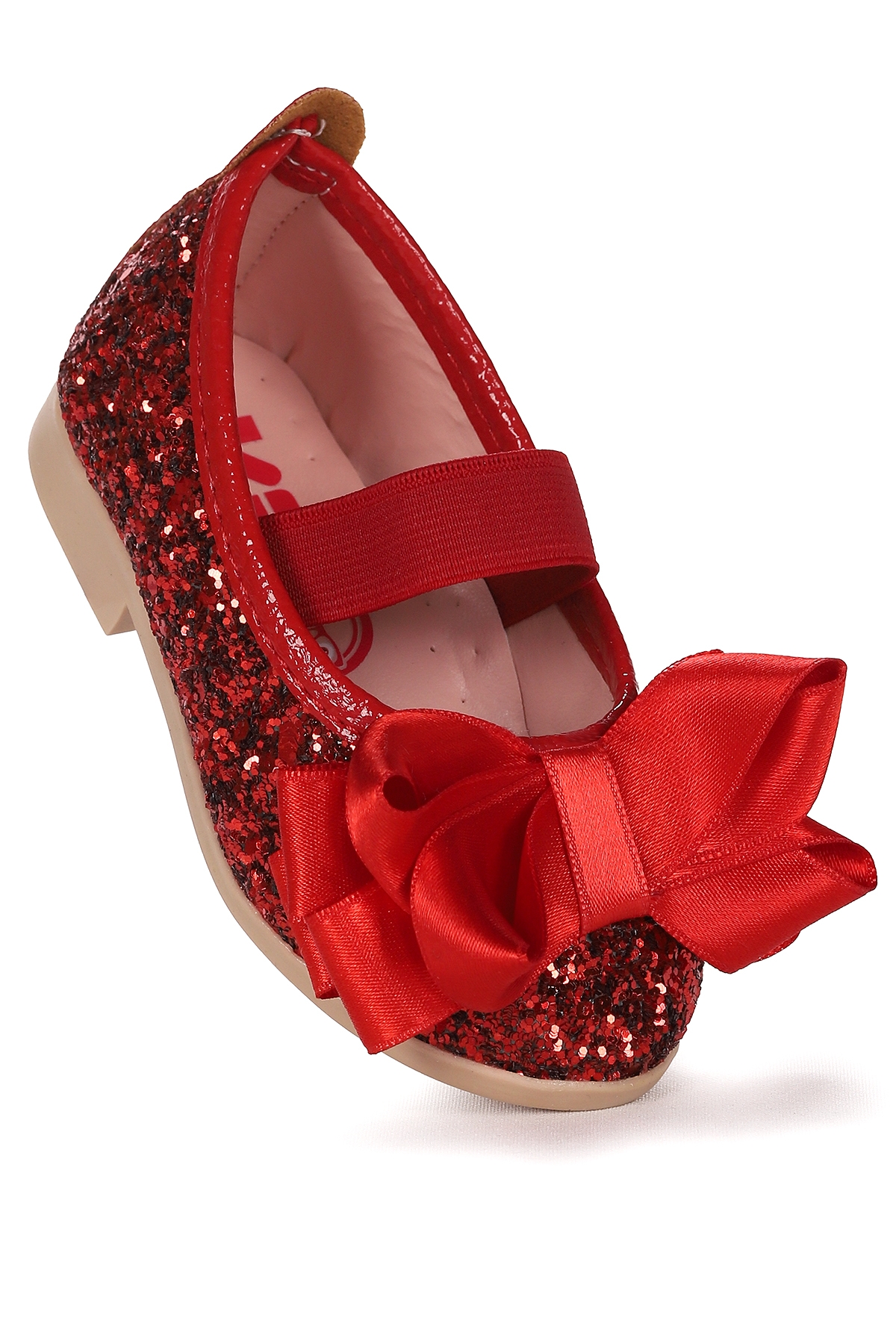 Panı Cam Kırığı Fiyonk Lastikli Kız Bebek Babet Ayakkabı Kırmızı - Görsel 4