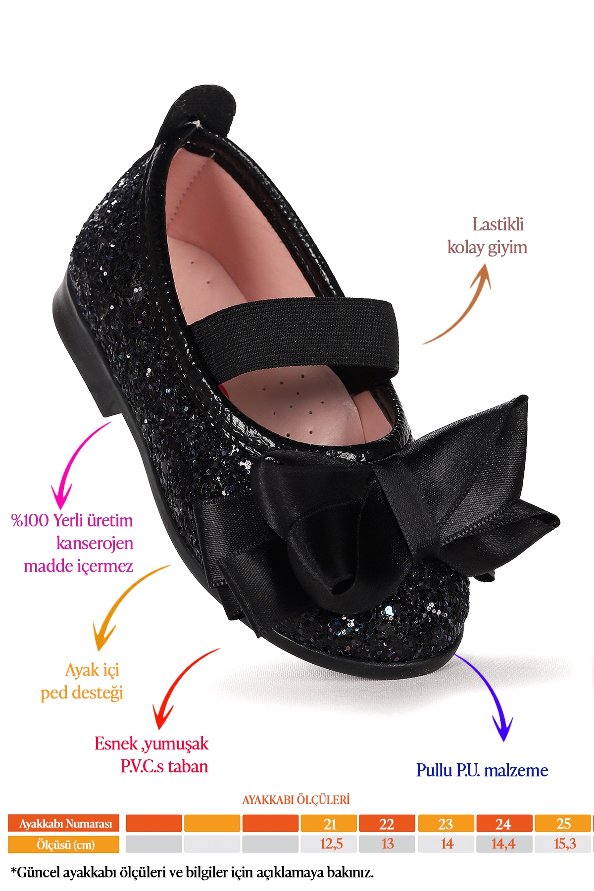 Panı Cam Kırığı Fiyonk Lastikli Kız Bebek Babet Ayakkabı Siyah - Görsel 3