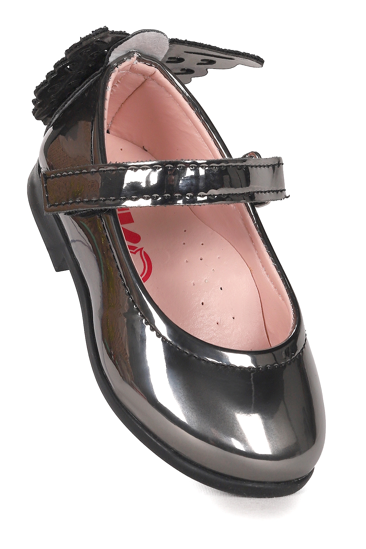 Friga Ayna Kelebek Cırtlı Kız Bebek Babet Ayakkabı Platin - Görsel 4