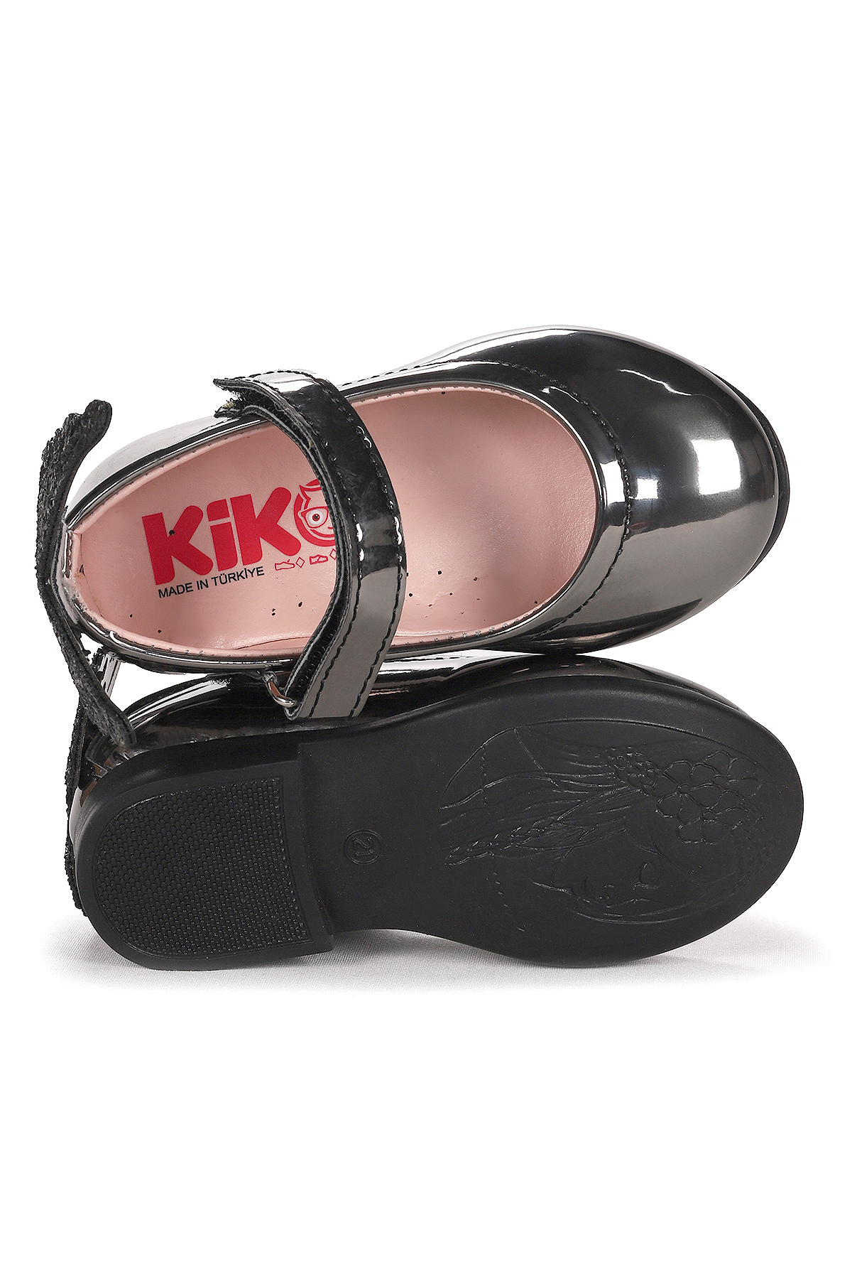 Friga Ayna Kelebek Cırtlı Kız Bebek Babet Ayakkabı Platin - Görsel 6