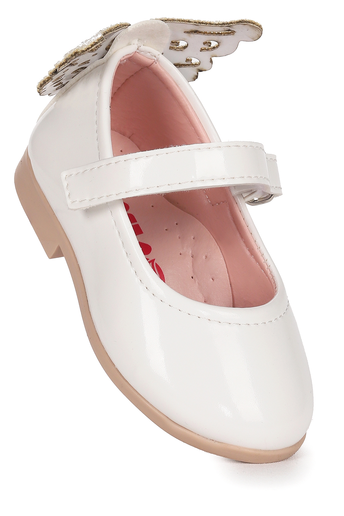 Friga Ayna Kelebek Cırtlı Kız Bebek Babet Ayakkabı Beyaz - Görsel 4