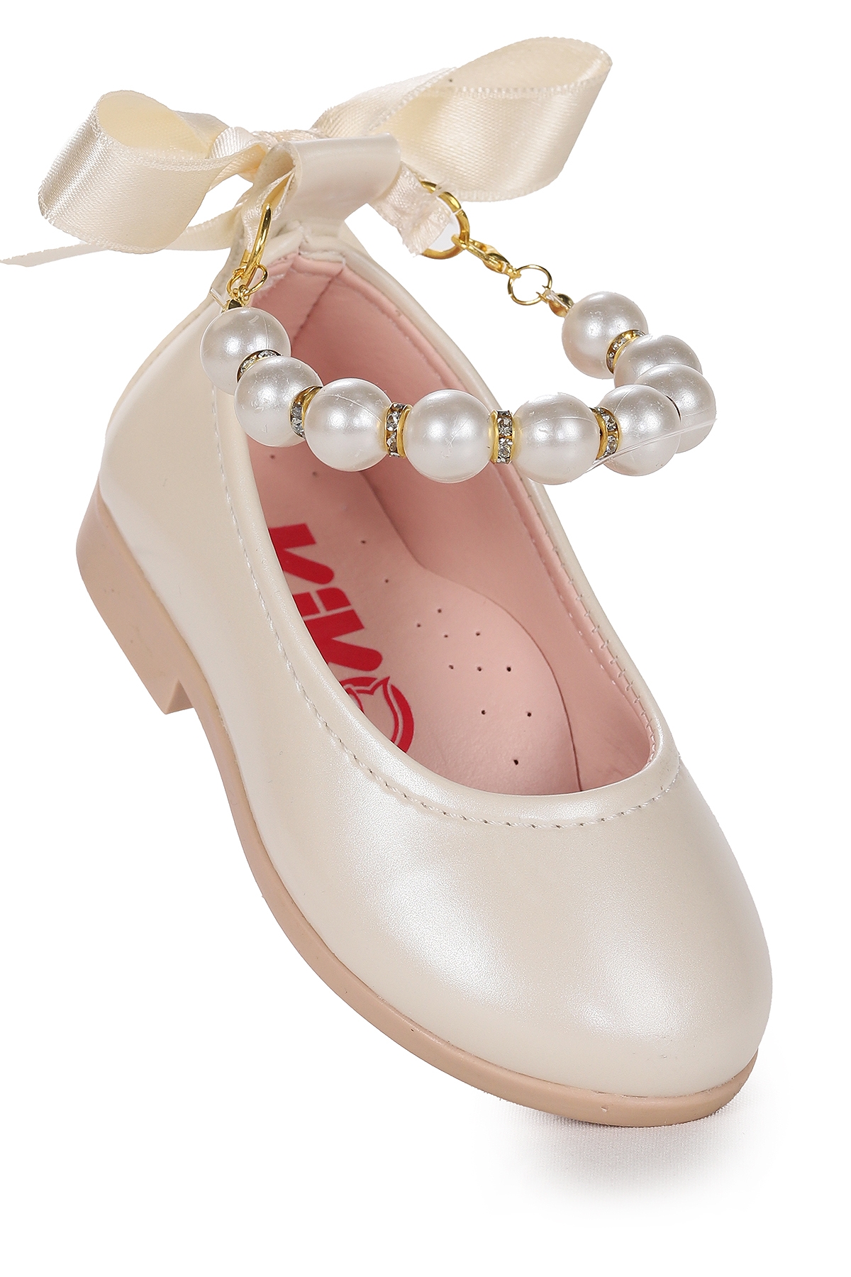 Kiko Kids Kiko Kids Beyaz Blanch İncili Lastikli Kız Bebek Babet Ayakkabı Sedef | Flo Beyaz - 4. görsel