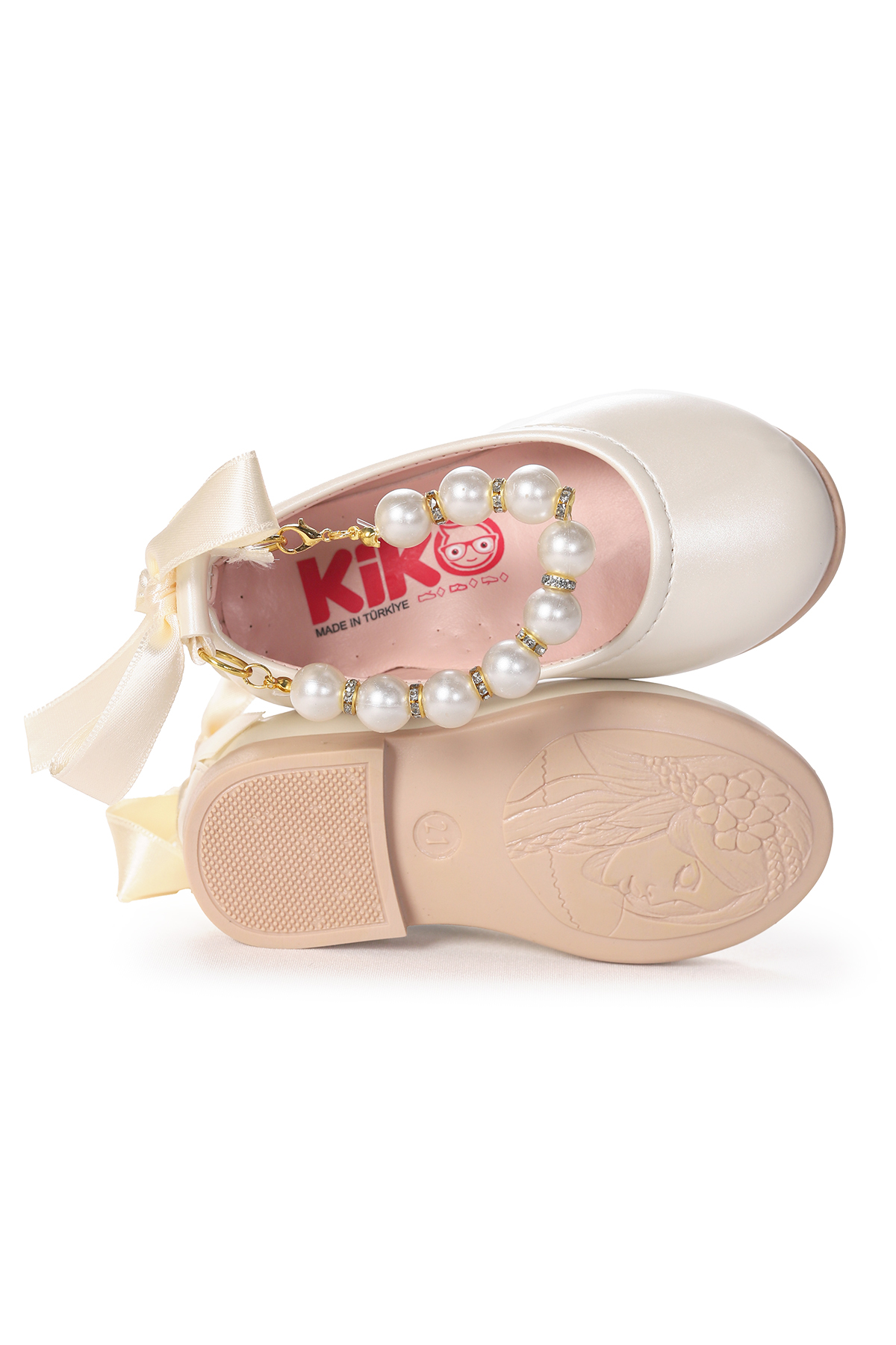 Kiko Kids Kiko Kids Beyaz Blanch İncili Lastikli Kız Bebek Babet Ayakkabı Sedef | Flo Beyaz - 6. görsel