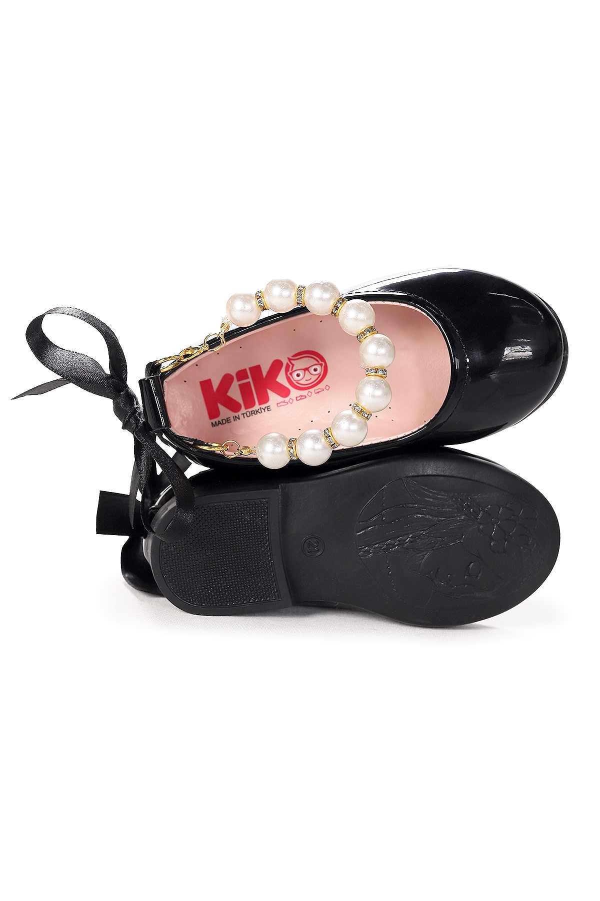 Blanch Rugan İncili Lastikli Kız Bebek Babet Ayakkabı Siyah - Görsel 6