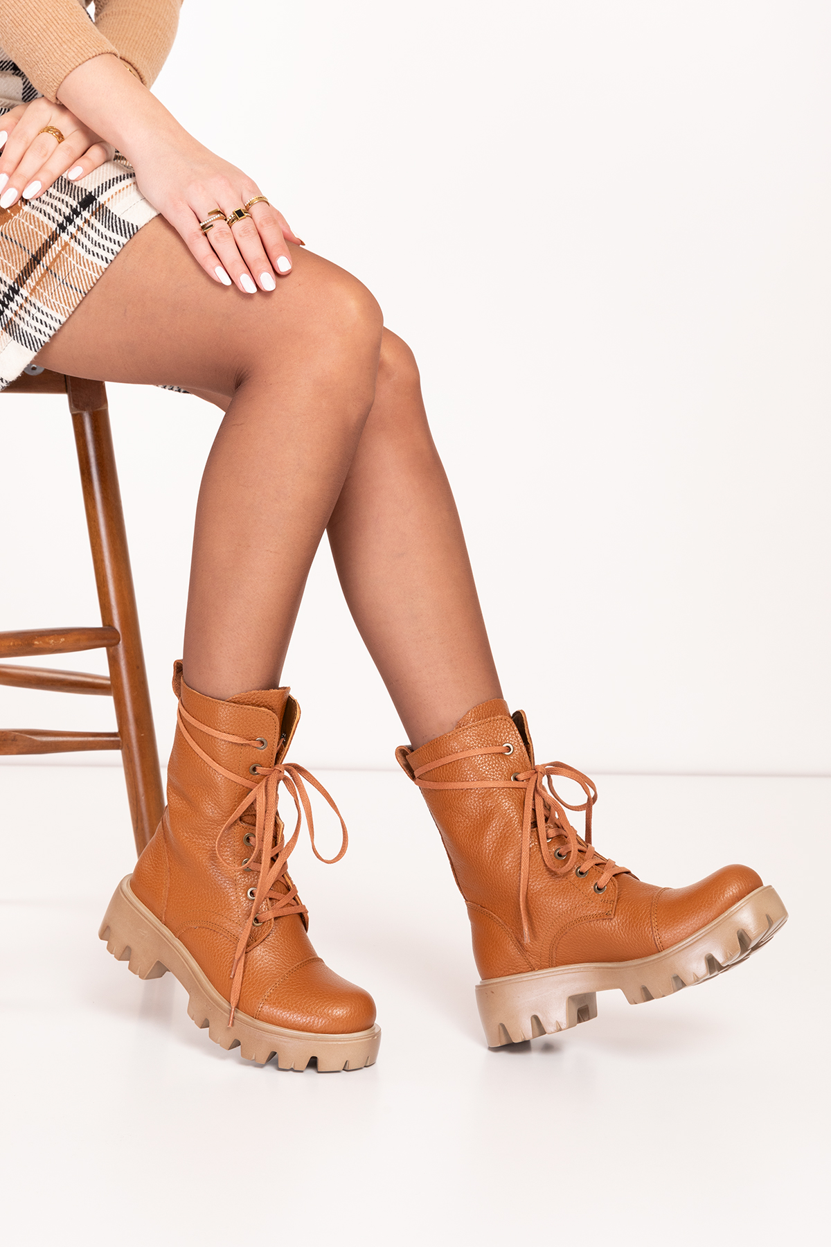 Gondol Kadın Hakiki Deri Kalın Taban Hafif Postal wst.3032 - Görsel 6