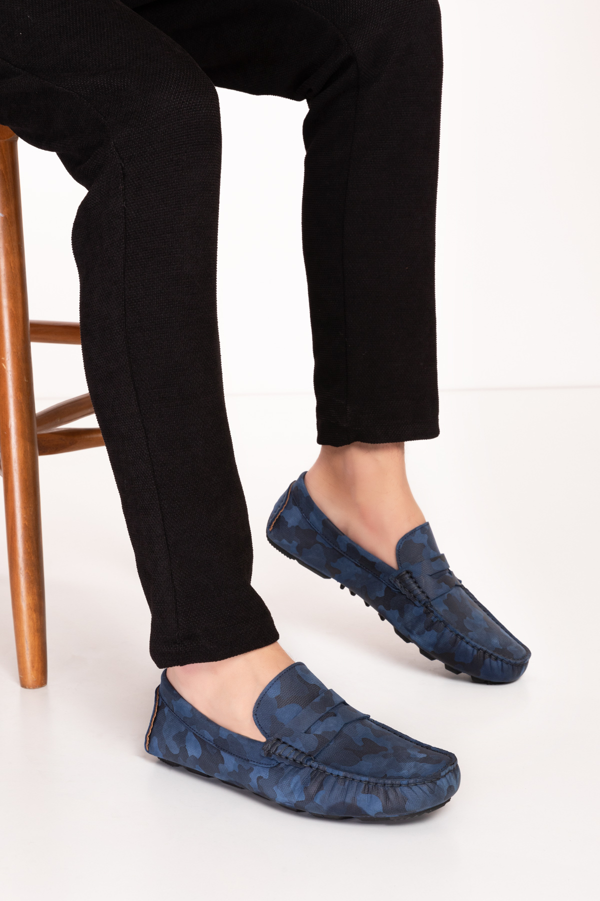 Gondol Erkek Hakiki Deri Esnek Taban Kamuflaj Desenli Loafer Ayakkabı tx.11873 - Görsel 2