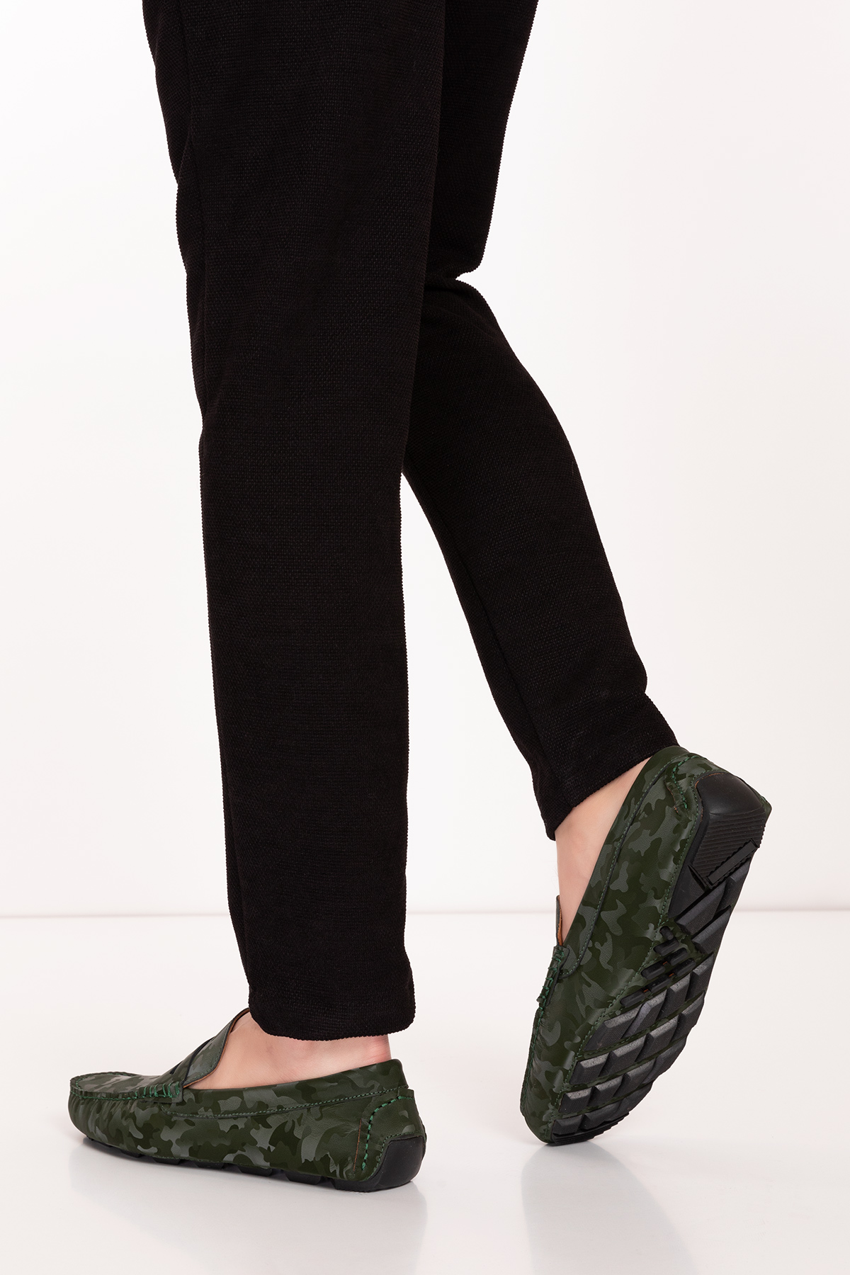 Gondol Erkek Hakiki Deri Esnek Taban Kamuflaj Desenli Loafer Ayakkabı tx.11873 - Görsel 3