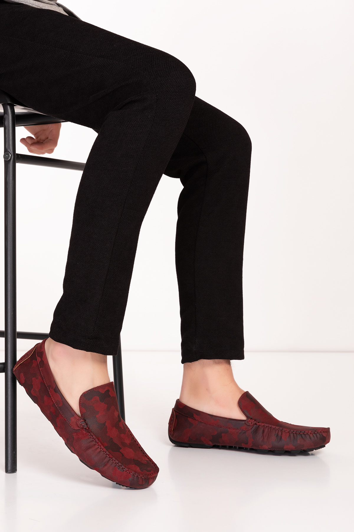 Gondol Erkek Hakiki Deri Esnek Taban Kamuflaj Desenli Loafer Ayakkabı tx.11870 - Görsel 2