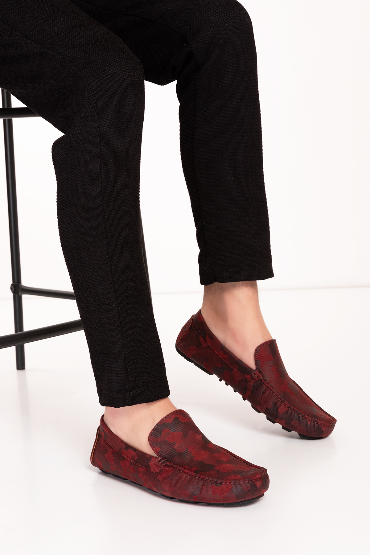 Gondol Erkek Hakiki Deri Esnek Taban Kamuflaj Desenli Loafer Ayakkabı tx.11870 - Görsel 5