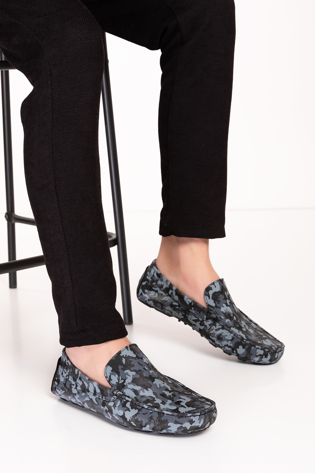 Gondol Erkek Hakiki Deri Esnek Taban Kamuflaj Desenli Loafer Ayakkabı tx.11870 - Görsel 2