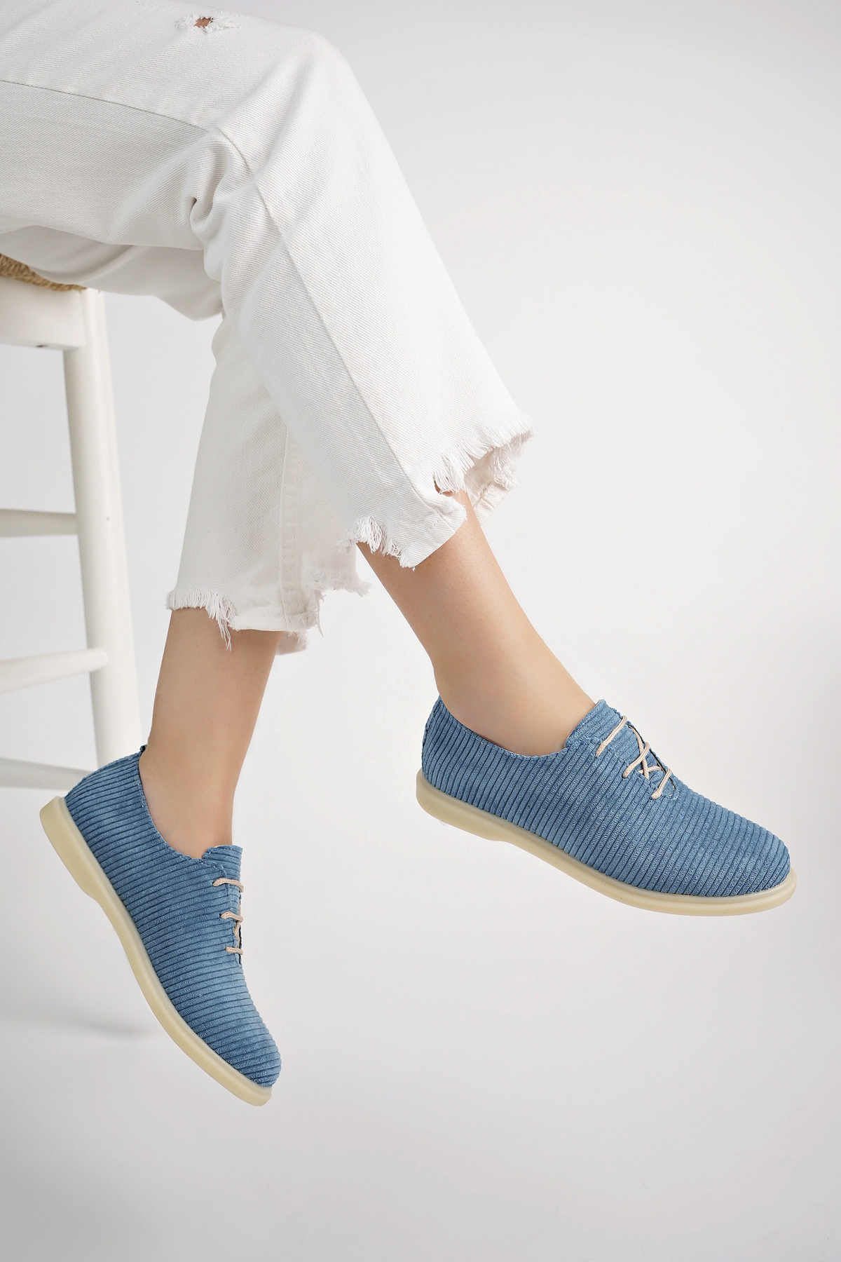 Kadın Rahat Slikon Taban Günlük Babet Ayakkabı Ppl.200 Mavi - Görsel 2