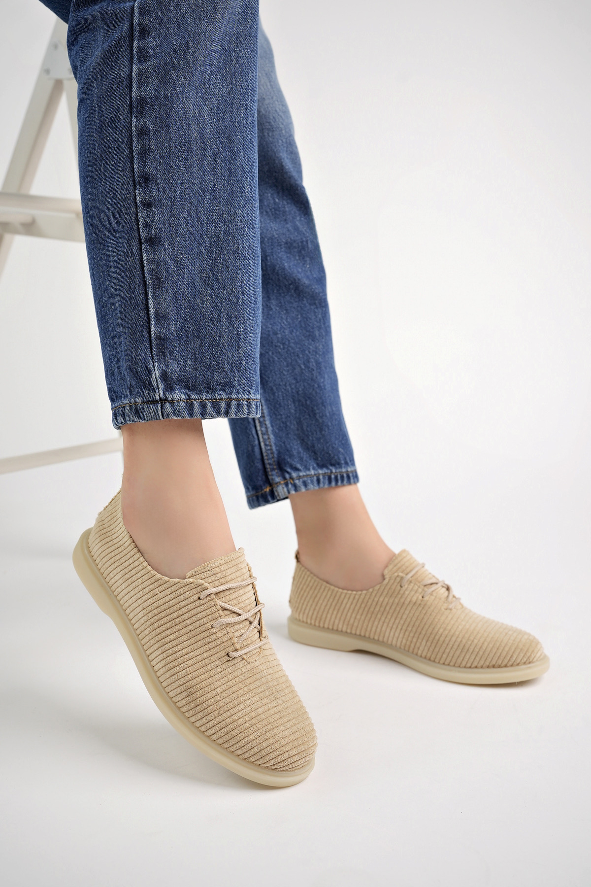 Kadın Rahat Slikon Taban Günlük Babet Ayakkabı Ppl.200 Ten - Görsel 3