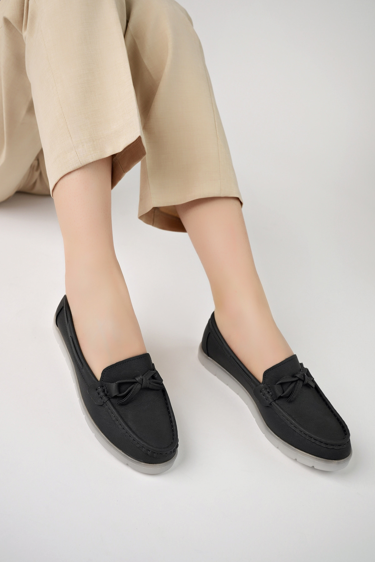 Kadın Rahat Slikon Taban Günlük Loafer Ayakkabı Ppl.211 Siyah - Görsel 2