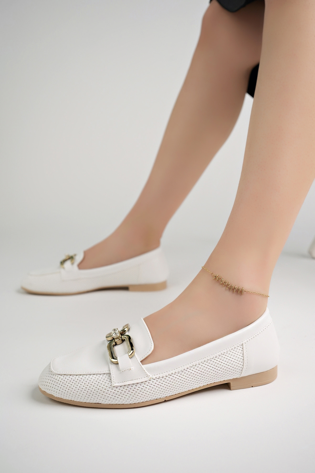 Kadın Yazlık Rahat Dokuma Babet Ayakkabı .051 Beyaz - Görsel 2