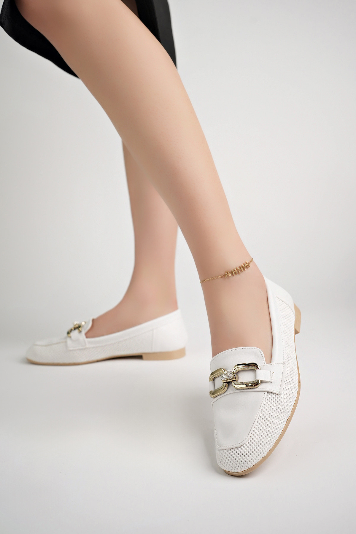 Kadın Yazlık Rahat Dokuma Babet Ayakkabı .051 Beyaz - Görsel 4