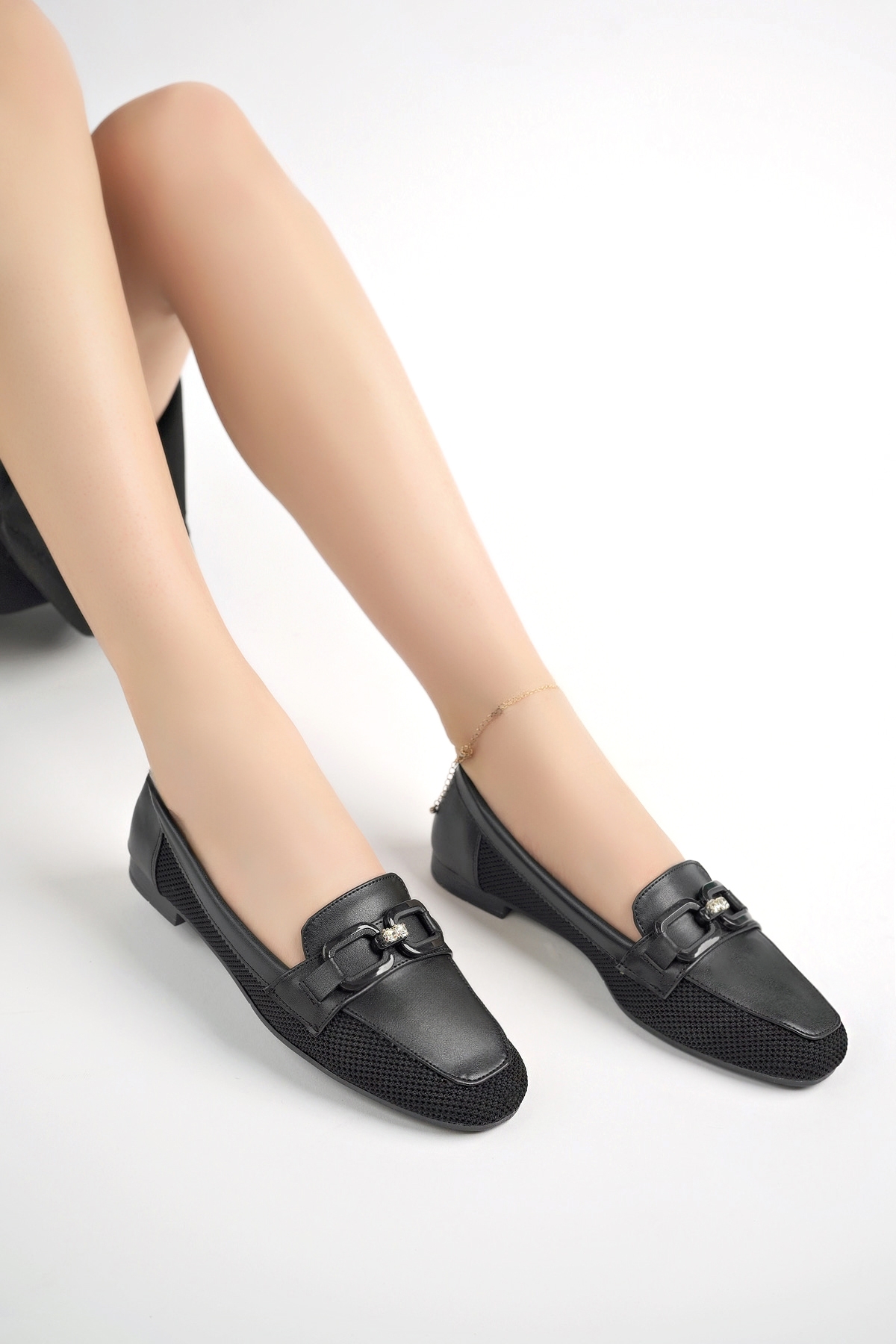 Kadın Yazlık Rahat Dokuma Babet Ayakkabı .051 Siyah - Görsel 4