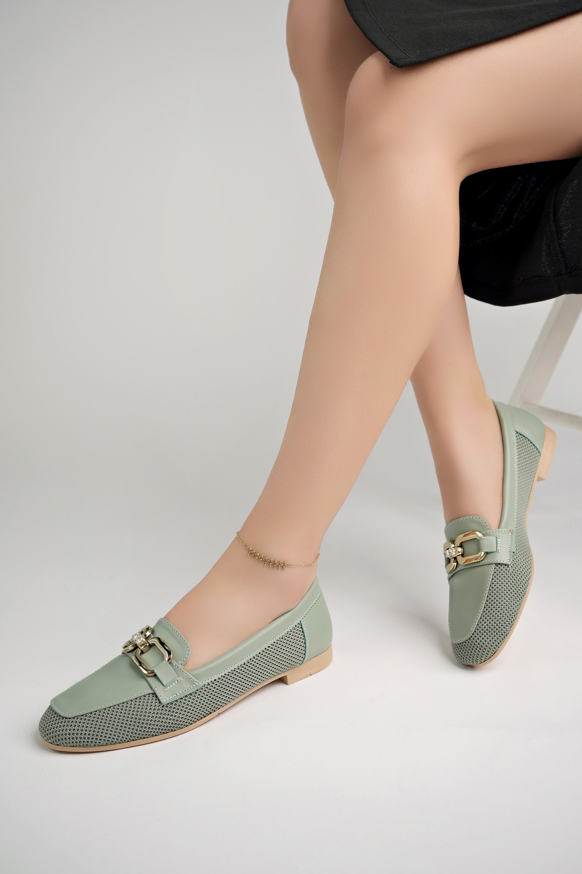 Kadın Yazlık Rahat Dokuma Babet Ayakkabı .051 Mint - Görsel 3