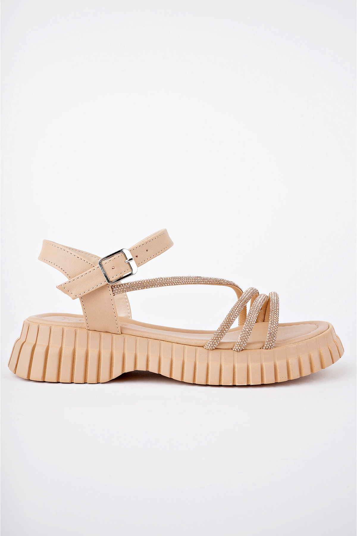 Kadın Sandalet Taş Detaylı Garantili Abb.811 Nude - Görsel 2