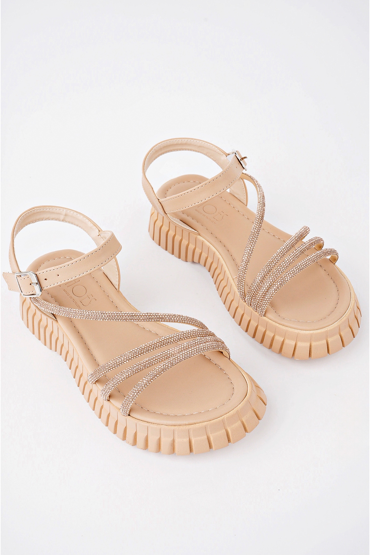 Kadın Sandalet Taş Detaylı Garantili Abb.811 Nude - Görsel 6