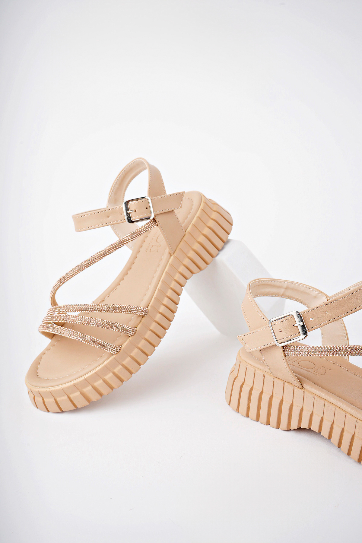 Kadın Sandalet Taş Detaylı Garantili Abb.811 Nude - Görsel 7