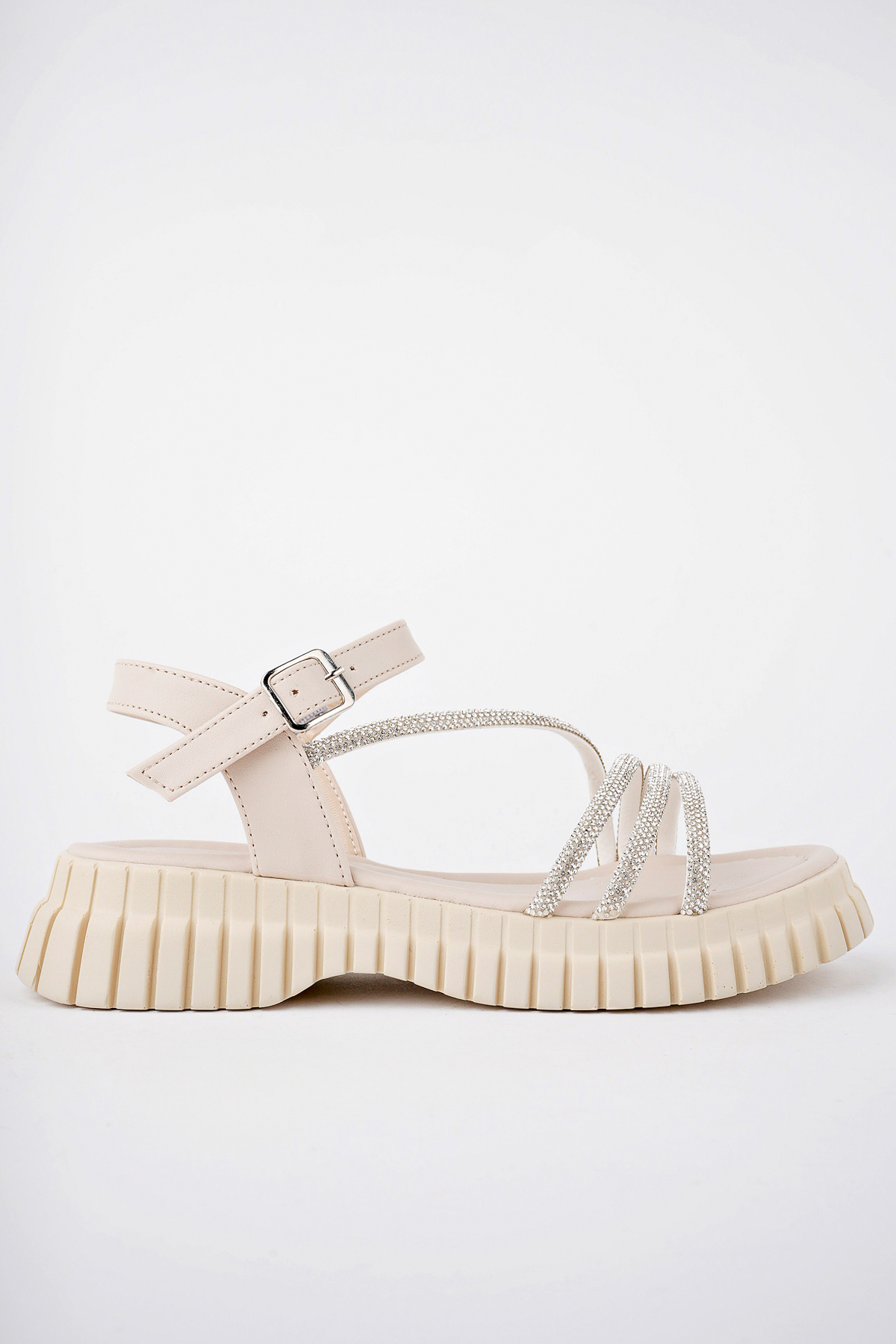 Kadın Sandalet Taş Detaylı Garantili Abb.811 Ten - Görsel 2