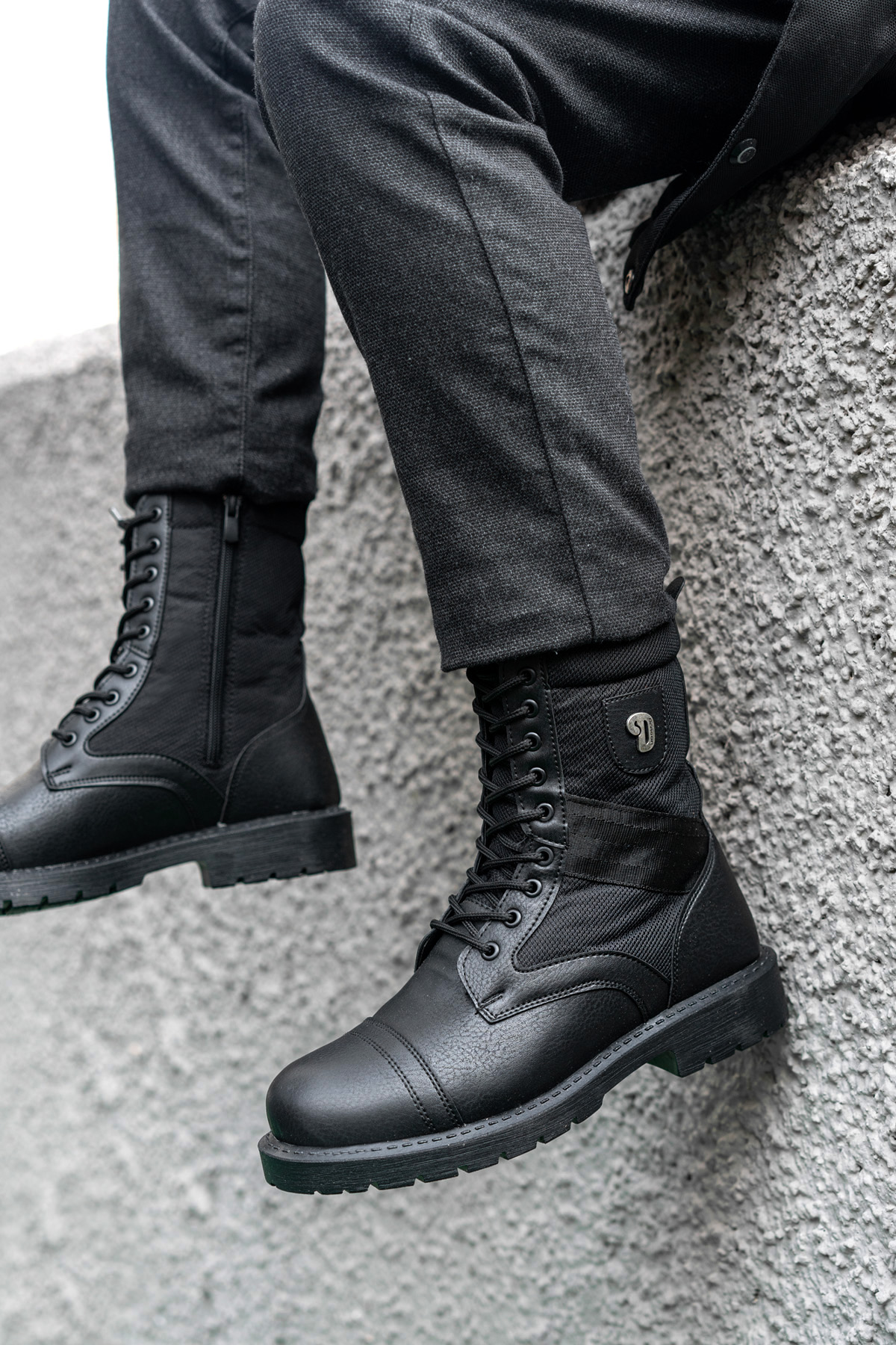 Su ve Soğuk Geçirmez Fermuarlı Kaymaz Kauçuk Taban Kışlık Garantili Erkek Postal SİYAH - Görsel 3