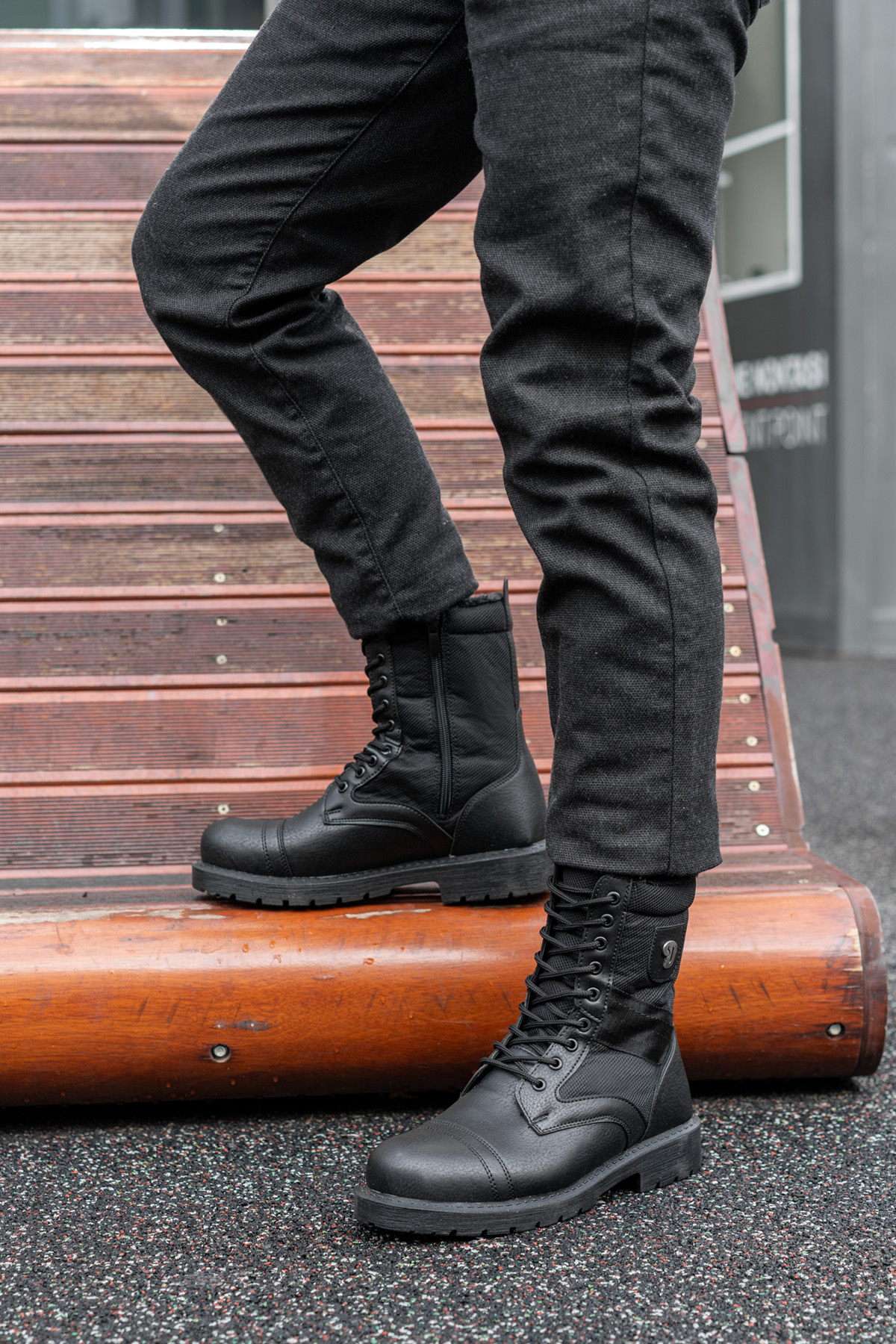 Su ve Soğuk Geçirmez Fermuarlı Kaymaz Kauçuk Taban Kışlık Garantili Erkek Postal SİYAH - Görsel 7