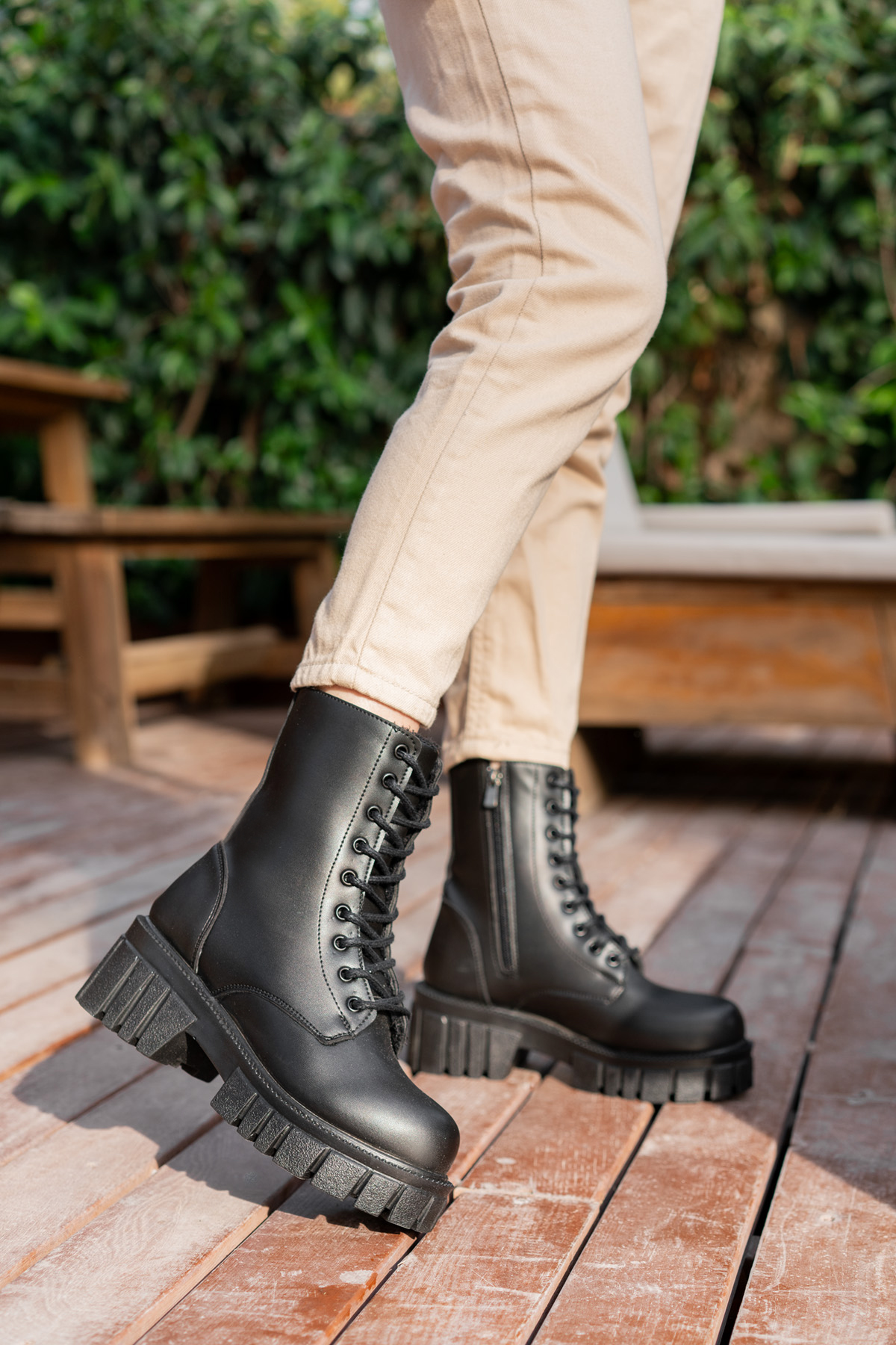 Kadın Ortopedik İç Taban içi Kürklü Su Geçirmez Kaymaz Kauçuk Taban Garantili Kı Siyah - Görsel 2