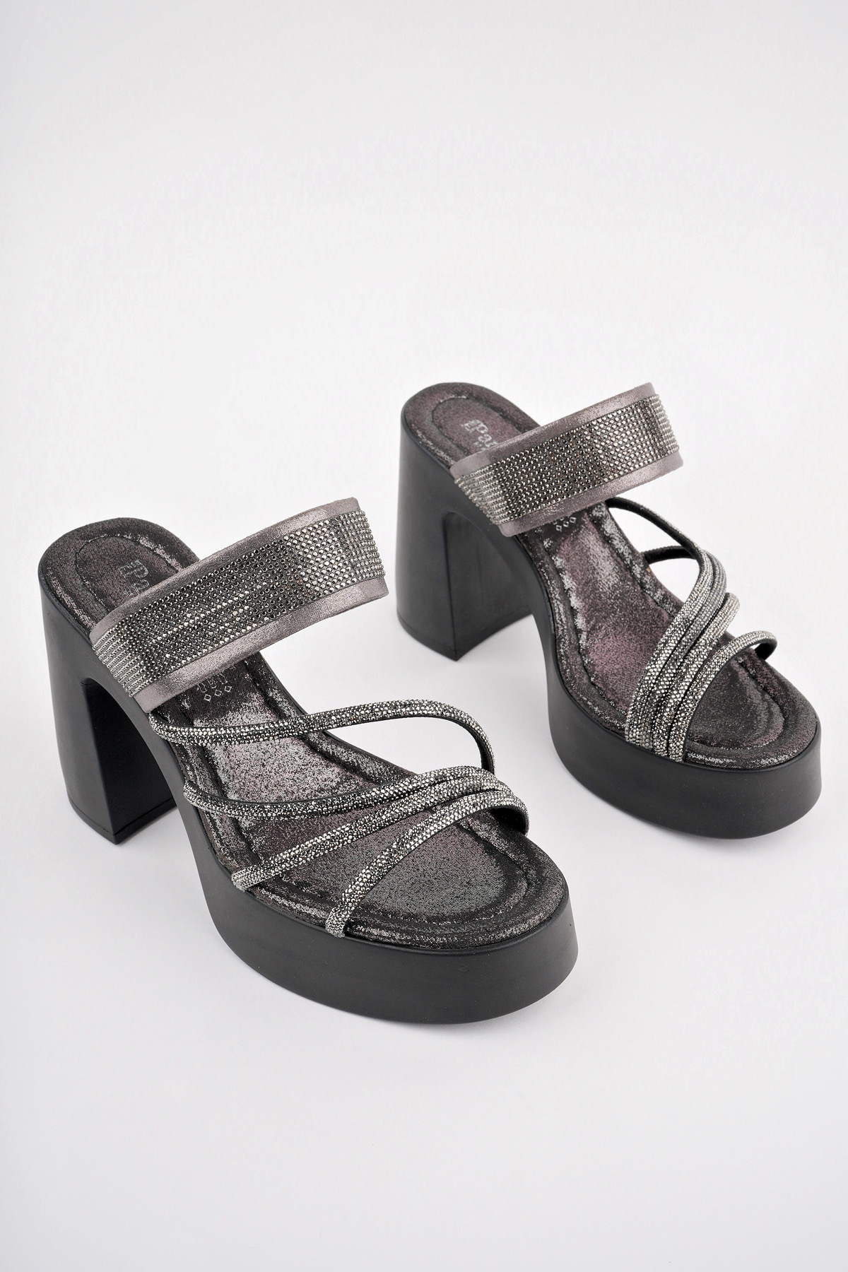 Kadın Yüksek 12 cm Topuklu Klasik Platform Ayakkabı Platin - Görsel 3