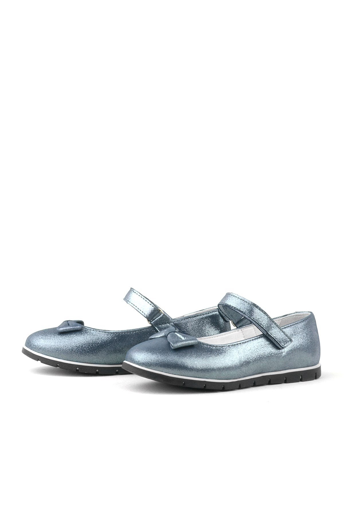 Hakiki Deri Antrasit Lacivert Cırtlı Kız Çocuk Babet - Görsel 5