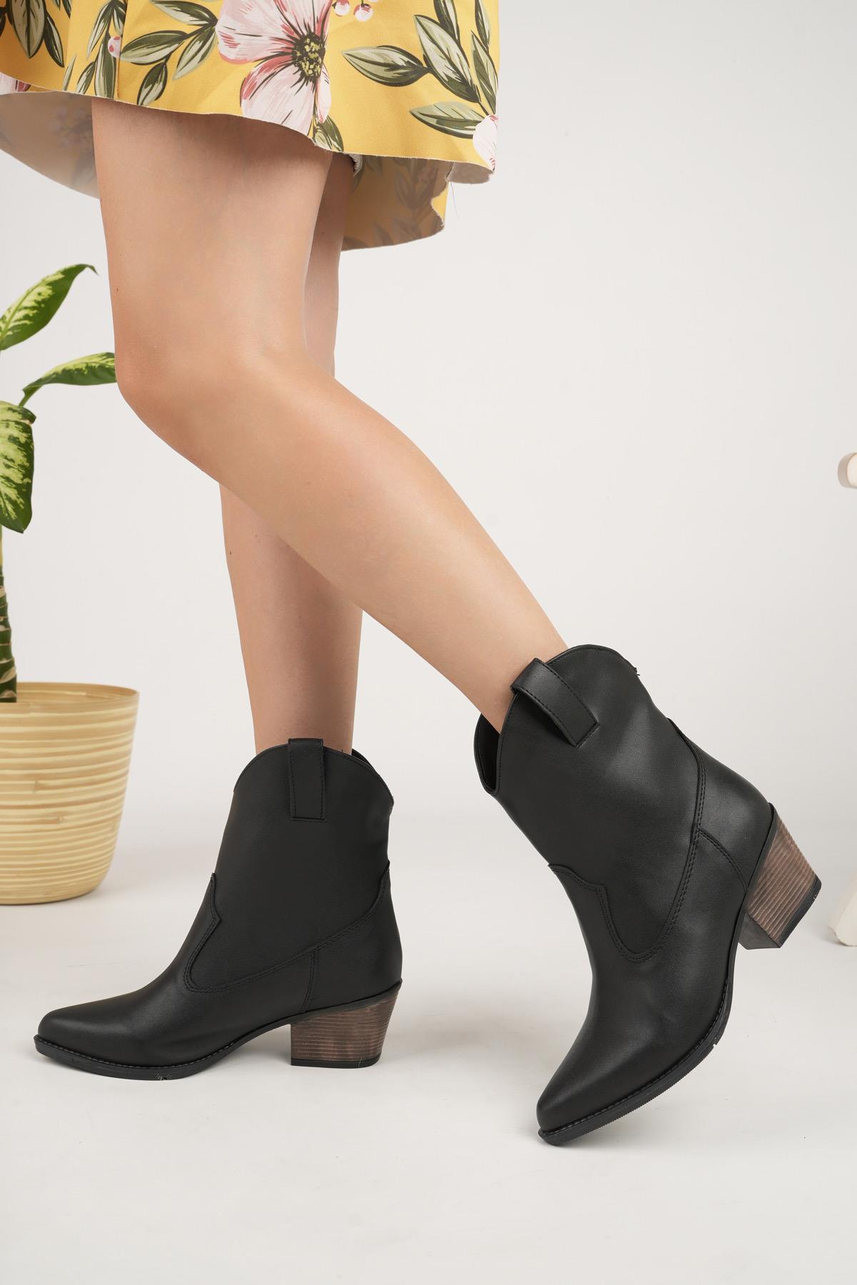 Cowboy Garantili Kadın Şık Tarz ve Rahat Kışlık Topuklu Bot - Görsel 3
