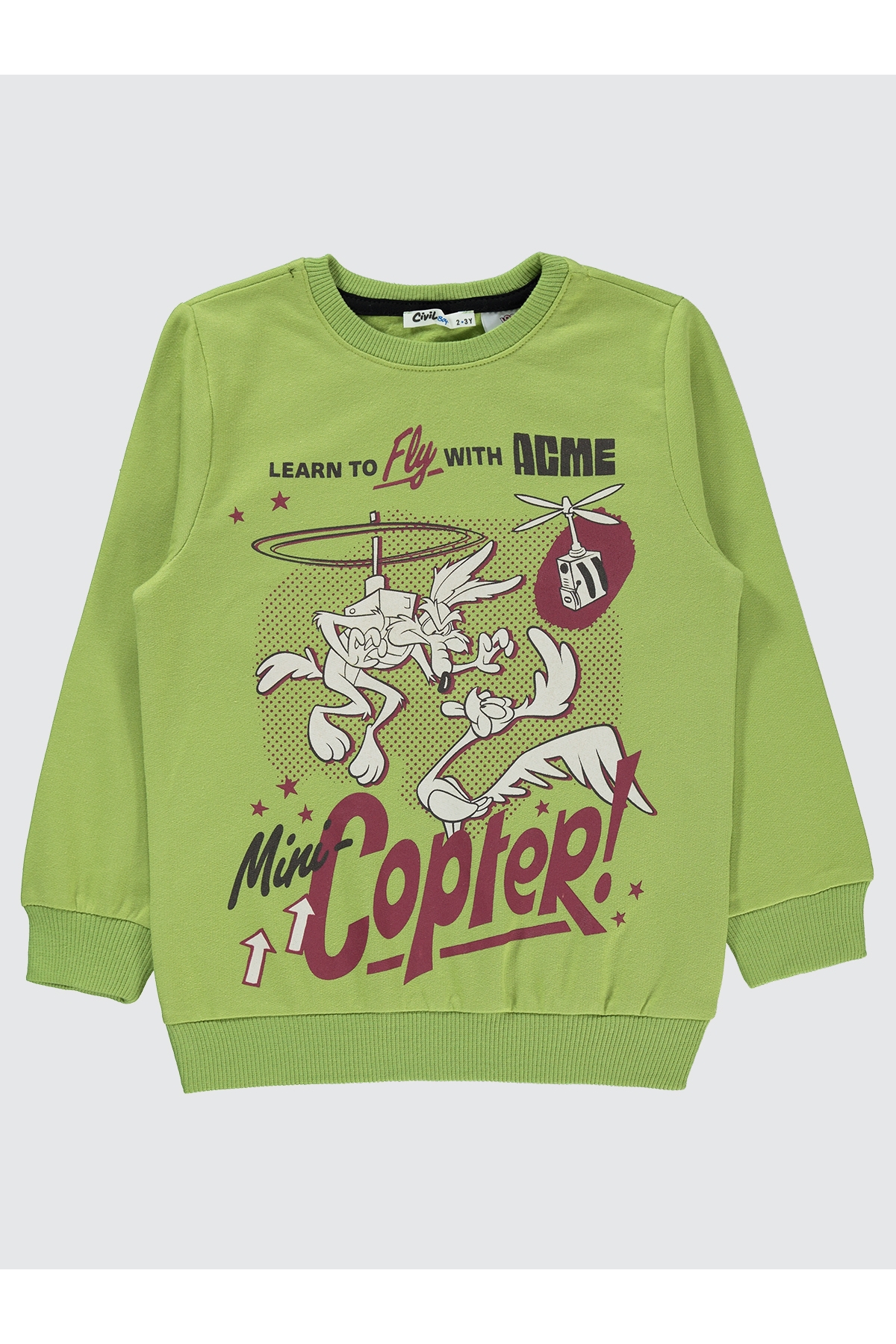 Road Runner Erkek Çocuk Sweatshirt 2-5 Yaş Çimen Yeşil