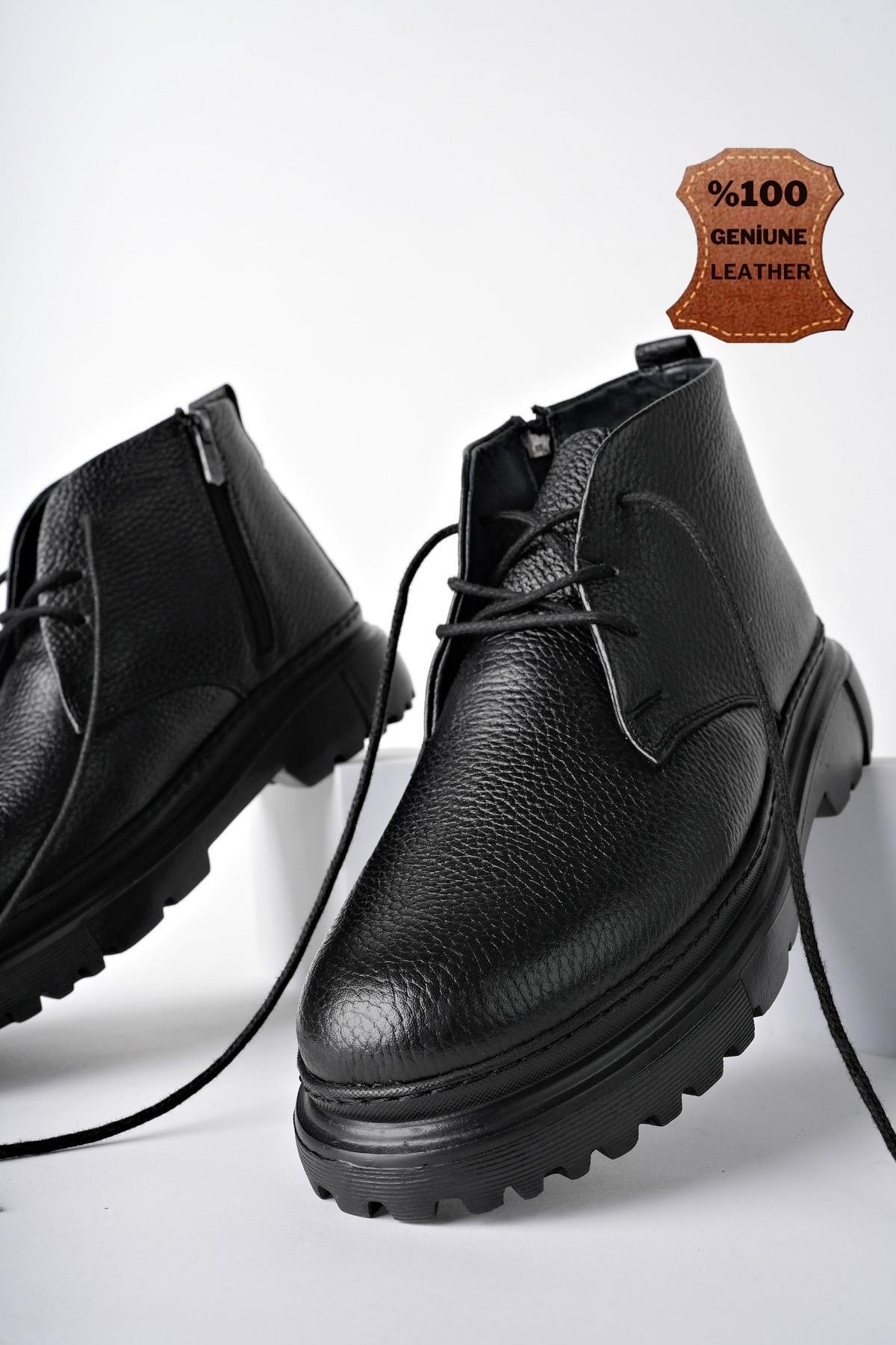 FODEN Garantili Hakiki Deri Fermuarlı İçi Kürklü Eva Taban Erkek Kışlık Chelsea Bot - Görsel 3