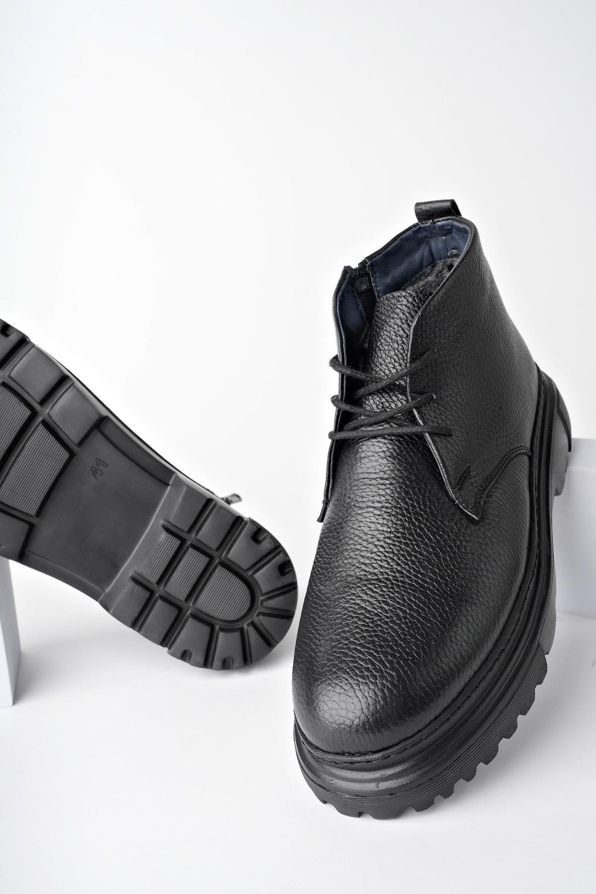 FODEN Garantili Hakiki Deri Fermuarlı İçi Kürklü Eva Taban Erkek Kışlık Chelsea Bot - Görsel 5