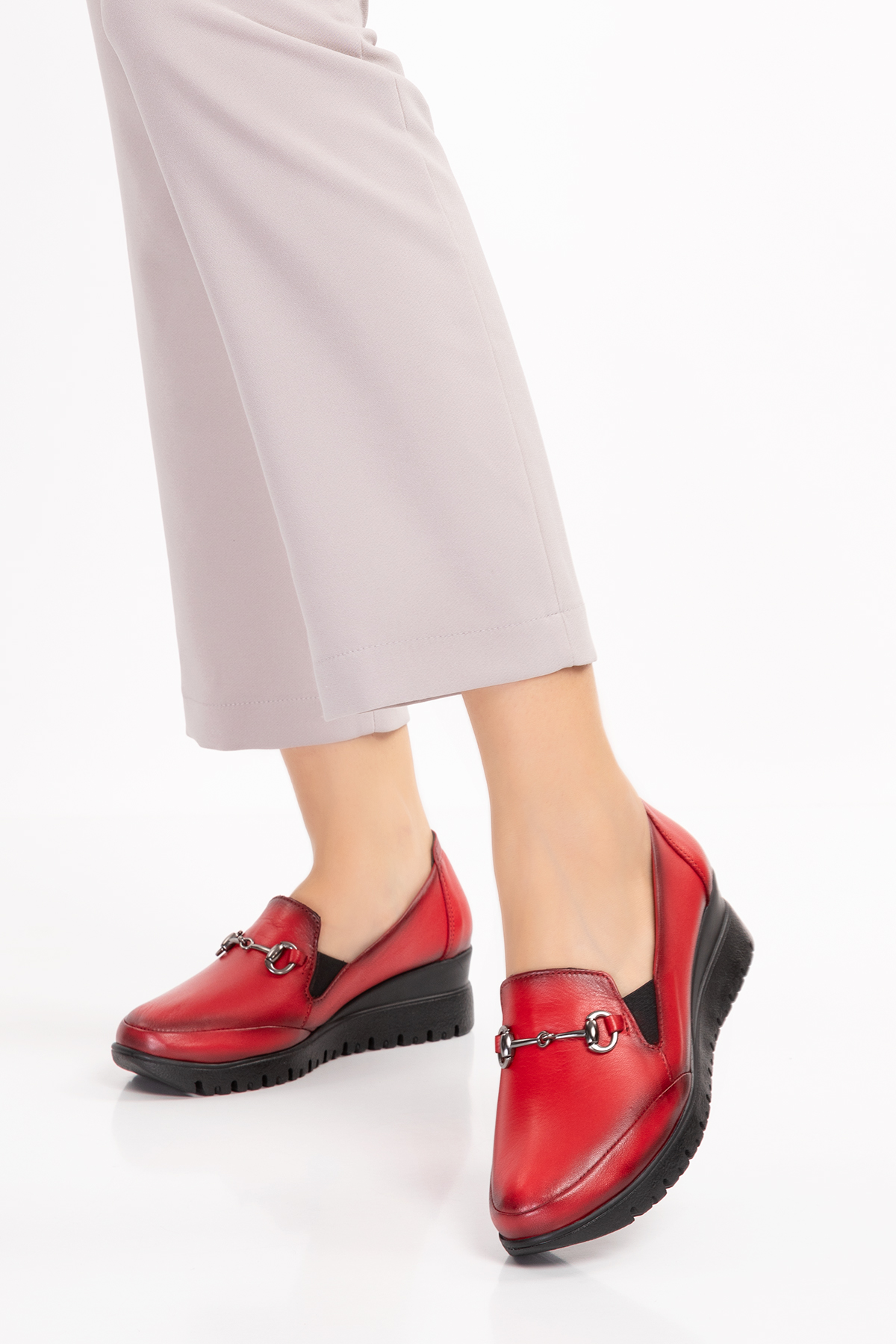 Gondol Kadın Hakiki Deri Anatomik Taban Tokalı Casual Ayakkabı pyt.6210 - Görsel 9