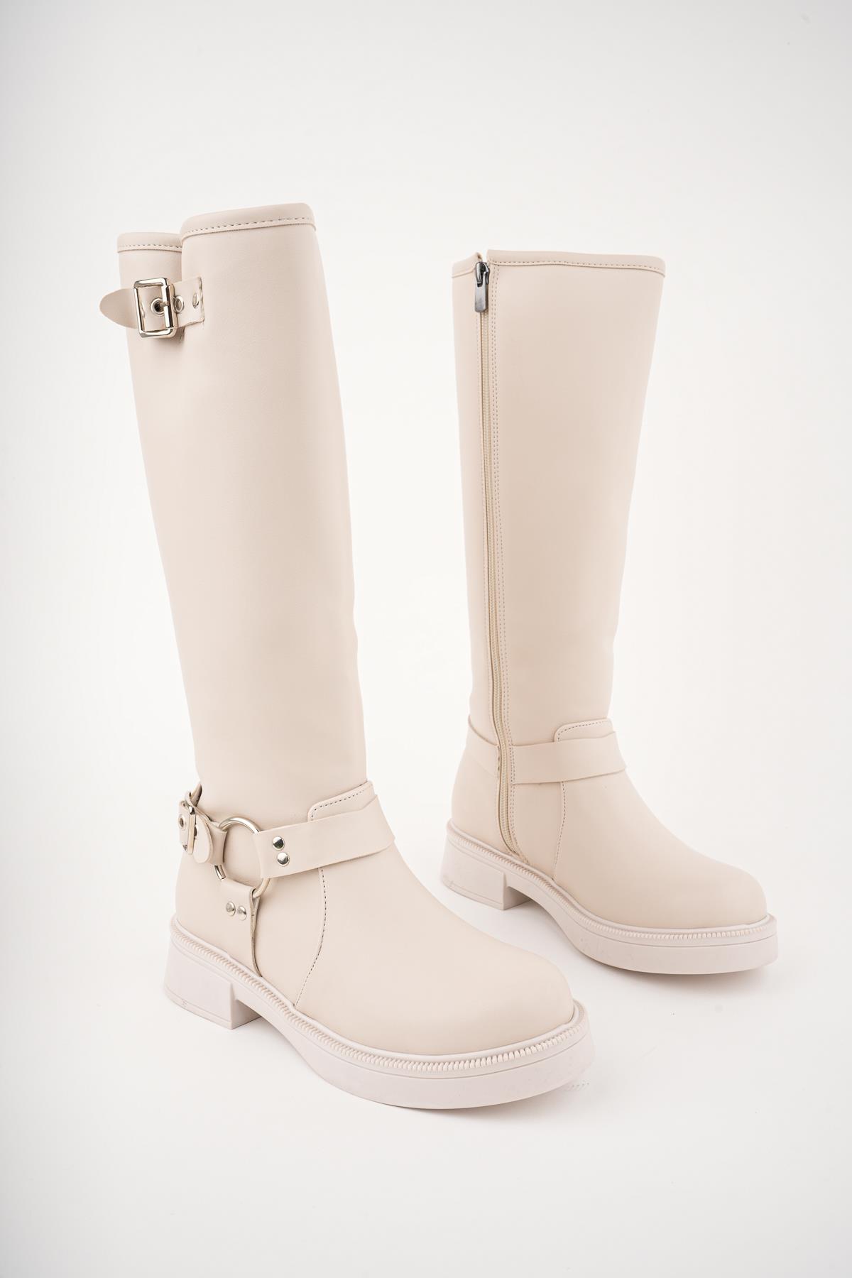 GİSELE Garantili Fermuarlı Kemer Detaylı Kadın Kışlık Çizme - Görsel 3