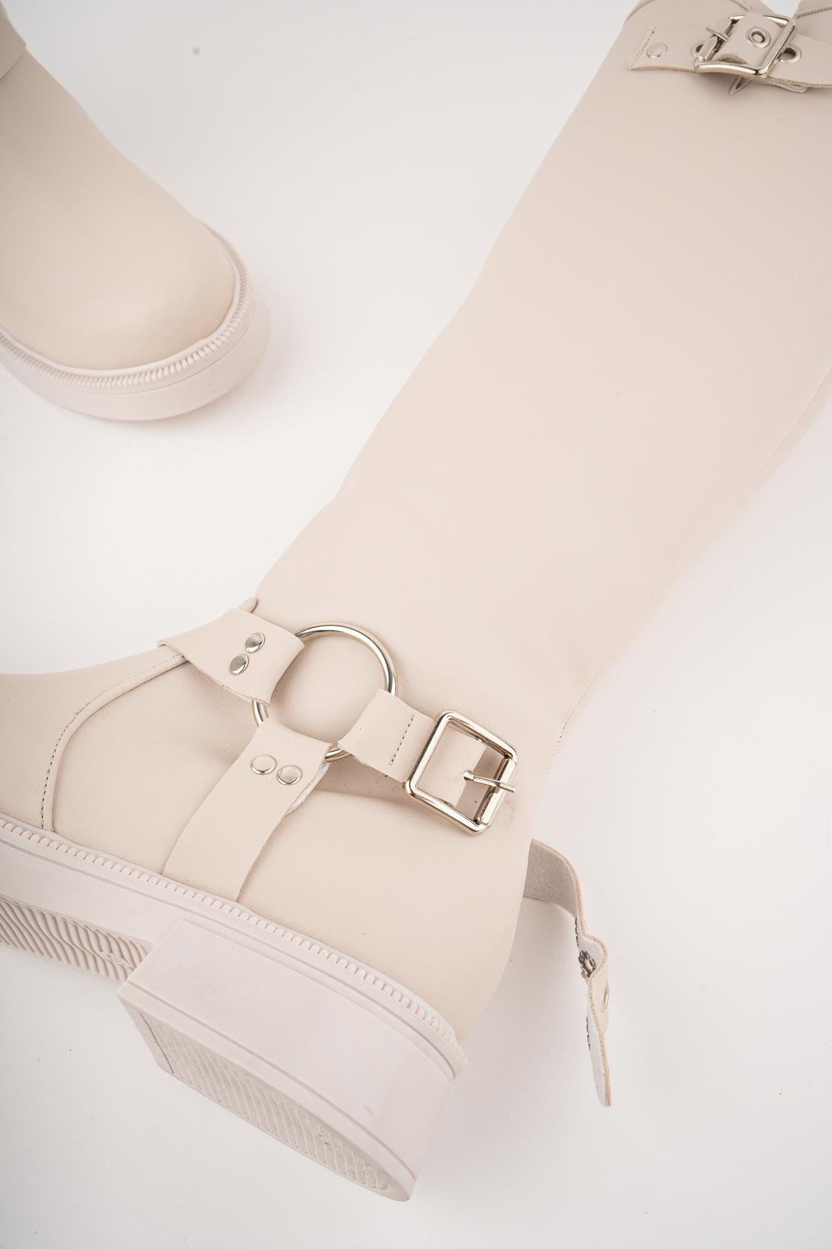 GİSELE Garantili Fermuarlı Kemer Detaylı Kadın Kışlık Çizme - Görsel 5