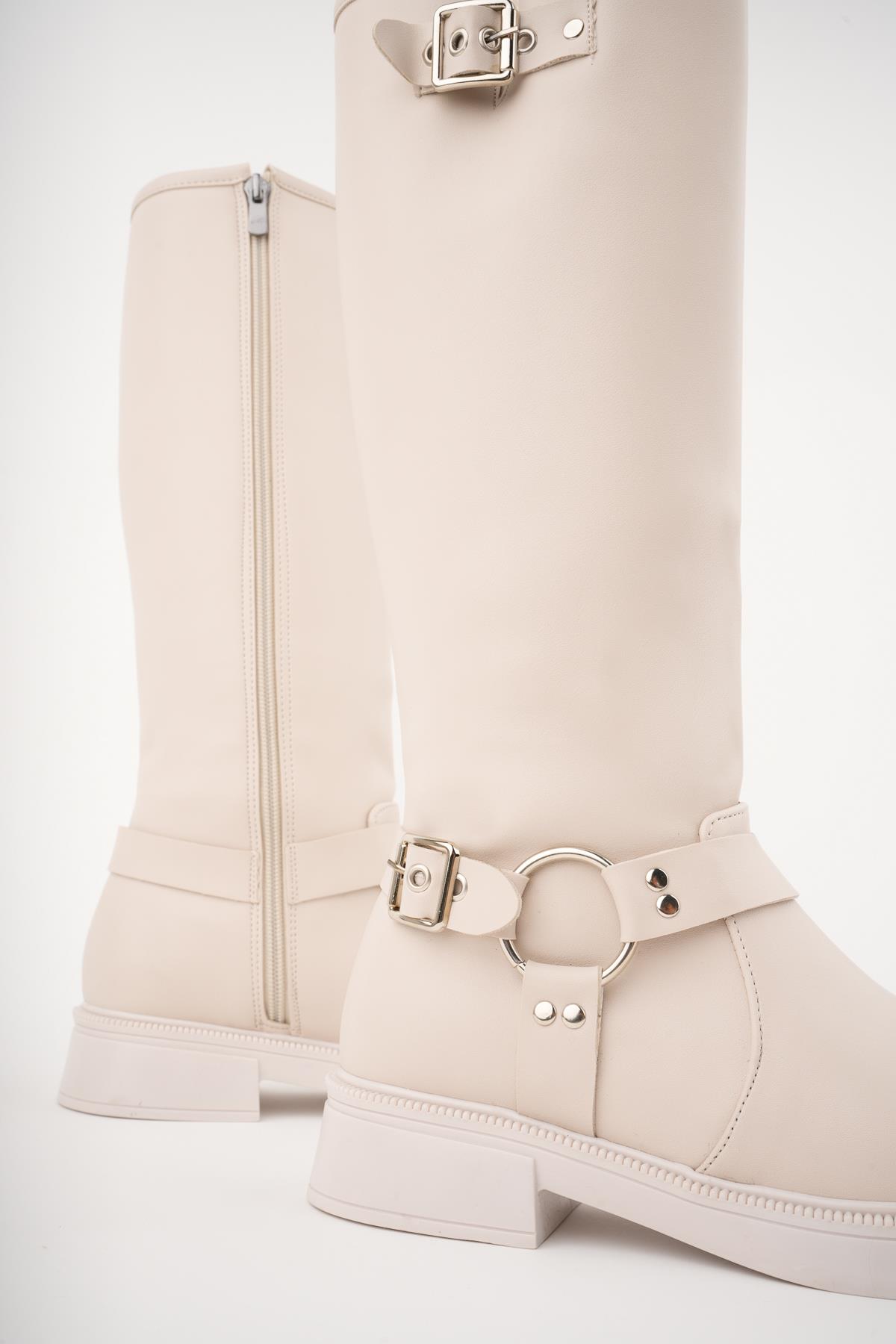 GİSELE Garantili Fermuarlı Kemer Detaylı Kadın Kışlık Çizme - Görsel 6