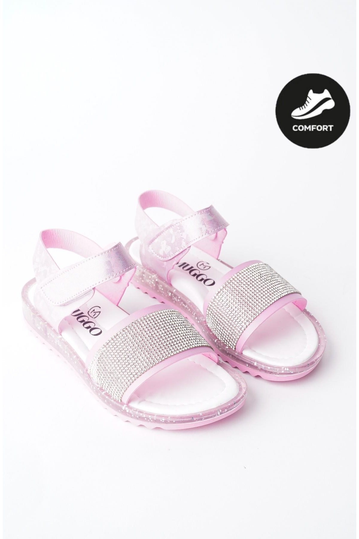 WİNNİE Garantili Günlük Ortopedik Hafif Taban Taşlı ve Cırtlı Kız Çocuk Sandalet - Görsel 5