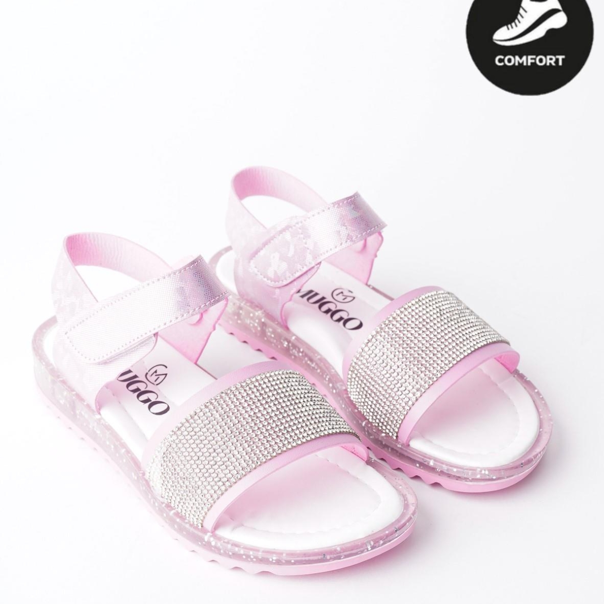 WİNNİE Garantili Günlük Ortopedik Hafif Taban Taşlı ve Cırtlı Kız Çocuk Sandalet - Görsel 6