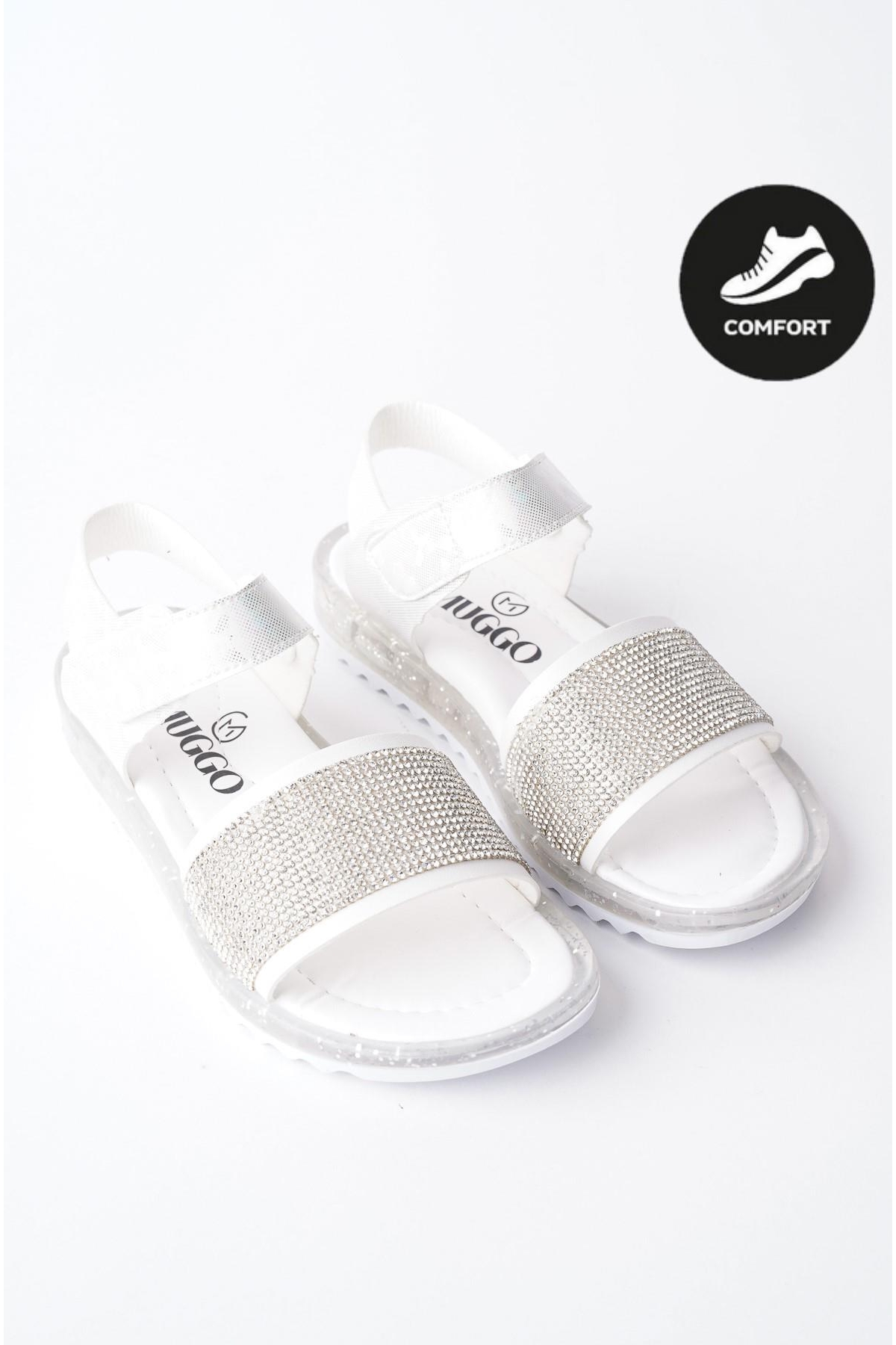 WİNNİE Garantili Günlük Ortopedik Hafif Taban Taşlı ve Cırtlı Kız Çocuk Sandalet - Görsel 5