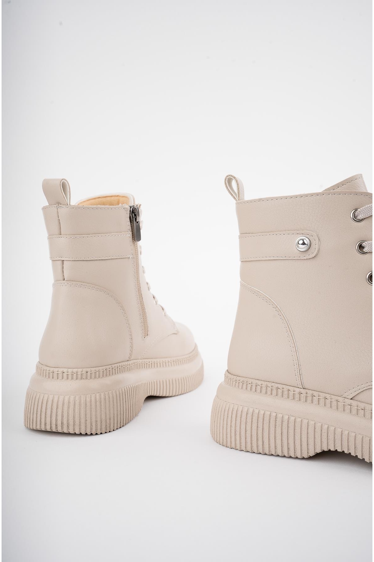 LUCİNDA Garantili Kalın Taban Fermuarlı Bağcıklı Kadın Postal Bot - Görsel 4