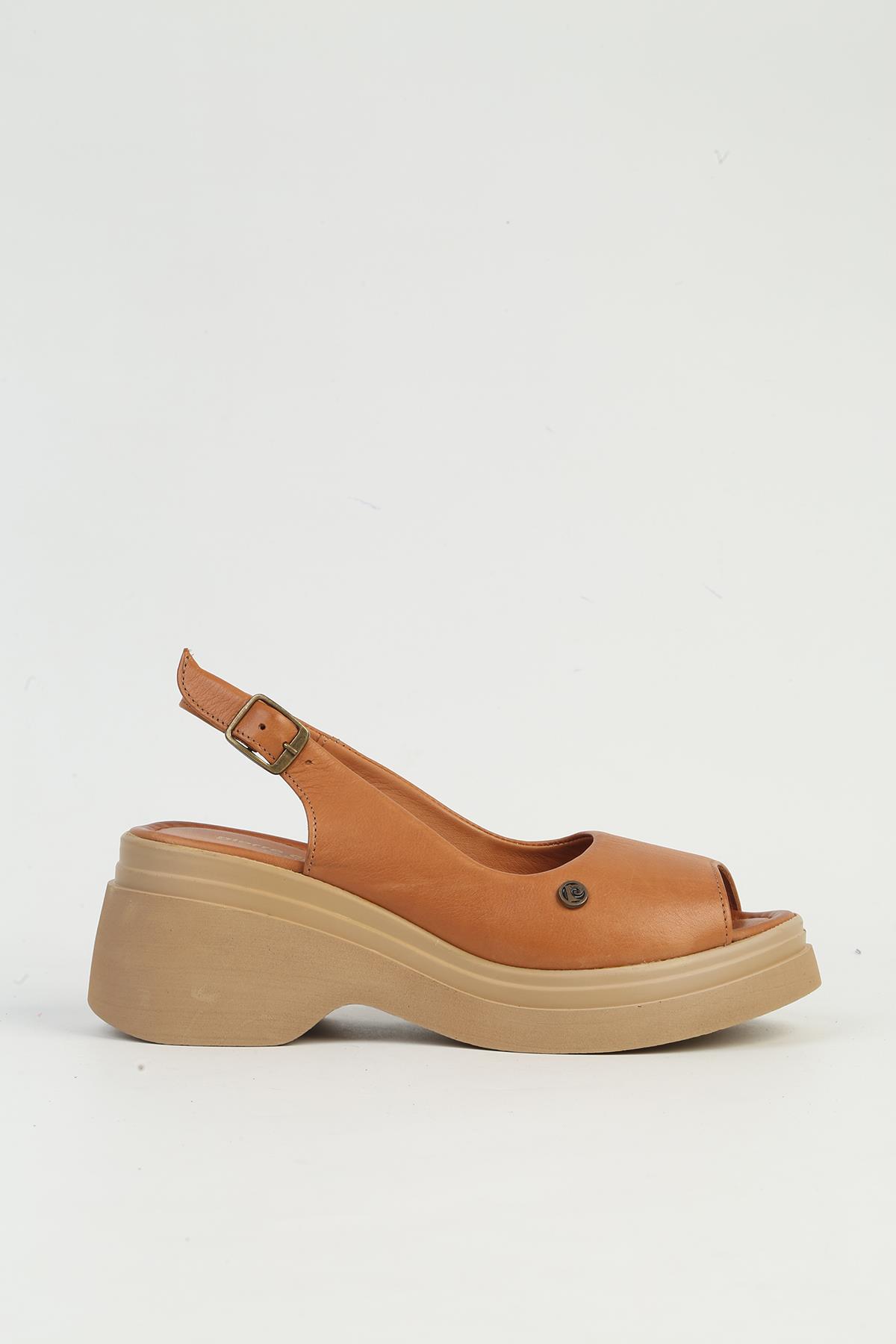 Taba Kadın Deri Topuklu Ayakkabı PCK-5046 - Görsel 2