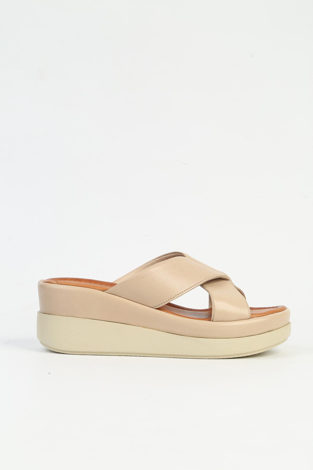 Bej Kadın Deri Terlik PCK-5043 - Görsel 2