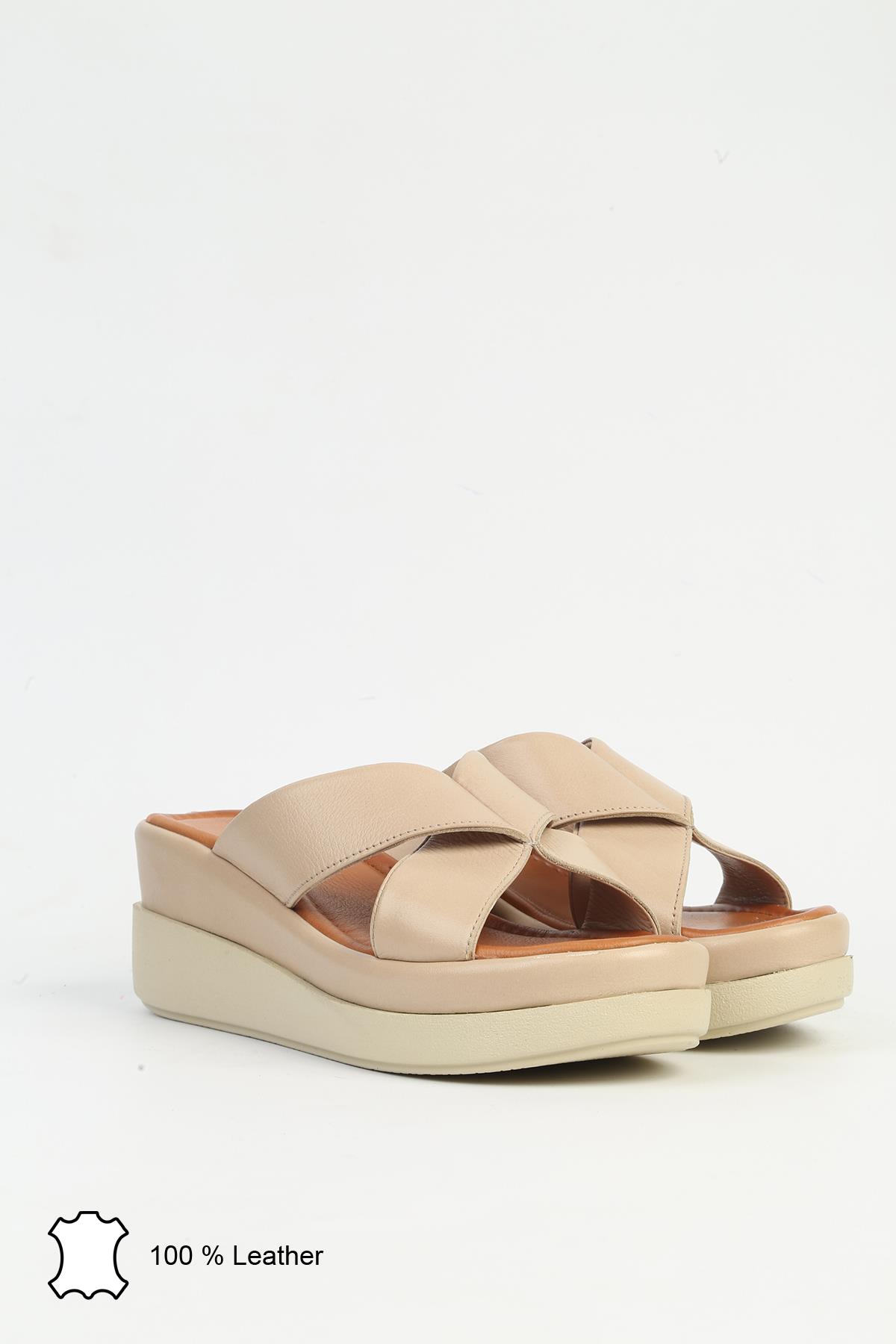 Bej Kadın Deri Terlik PCK-5043 - Görsel 3